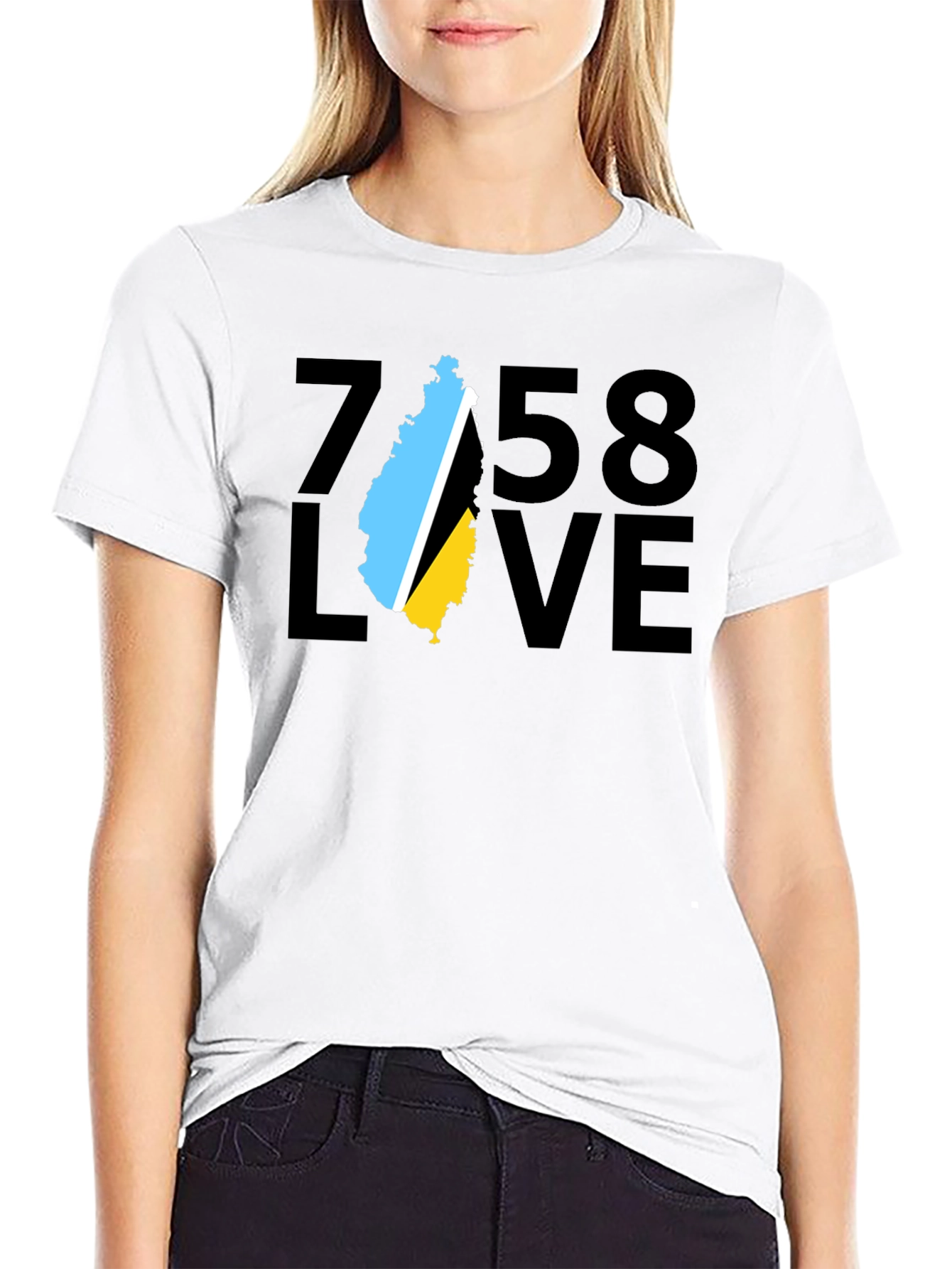 758 Love St. Lucia Flag T-Shirt