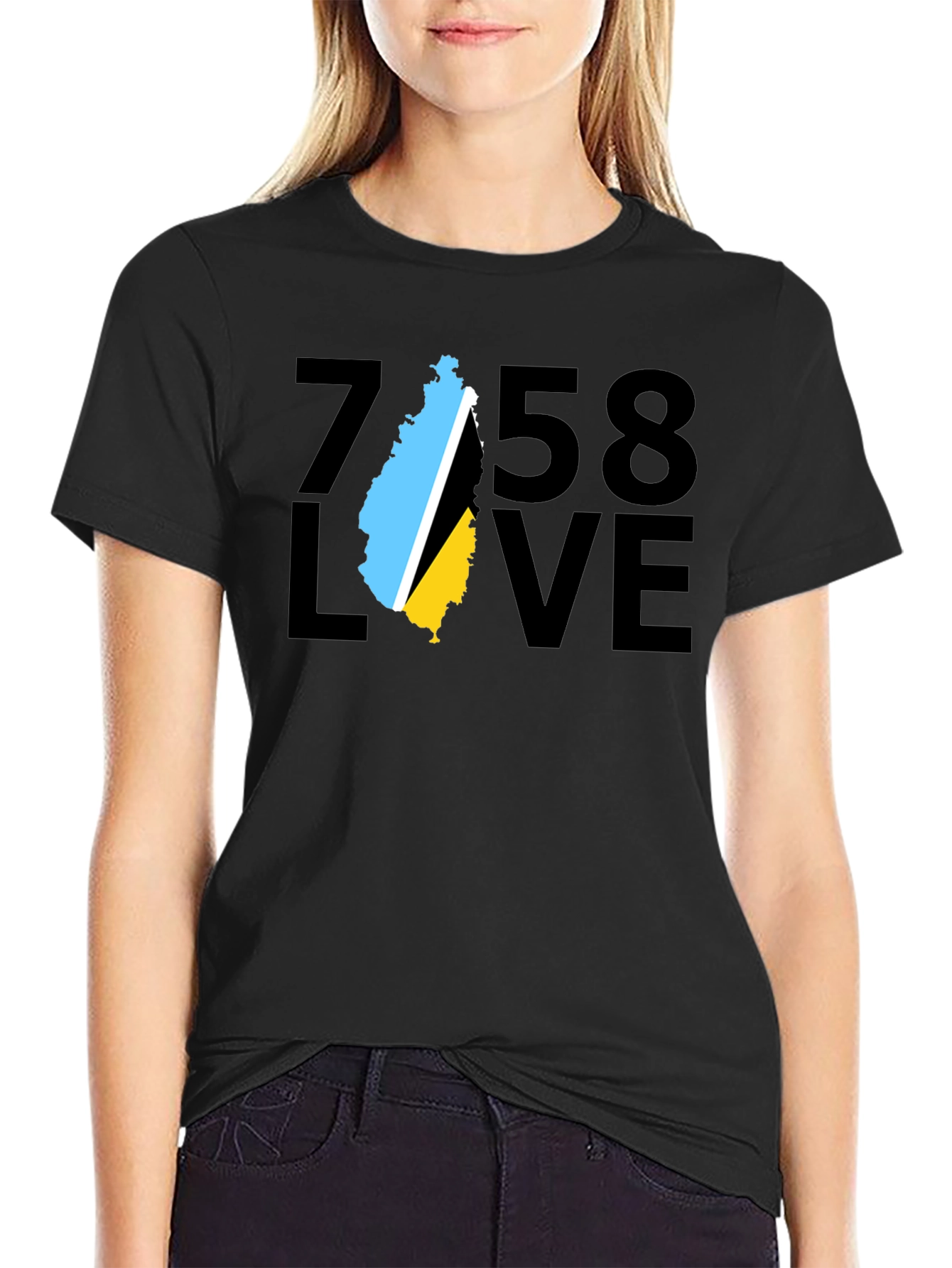 758 Love St. Lucia Flag T-Shirt