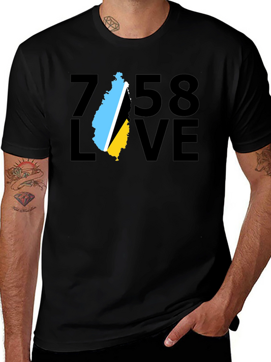 758 Love St. Lucia Flag T-Shirt