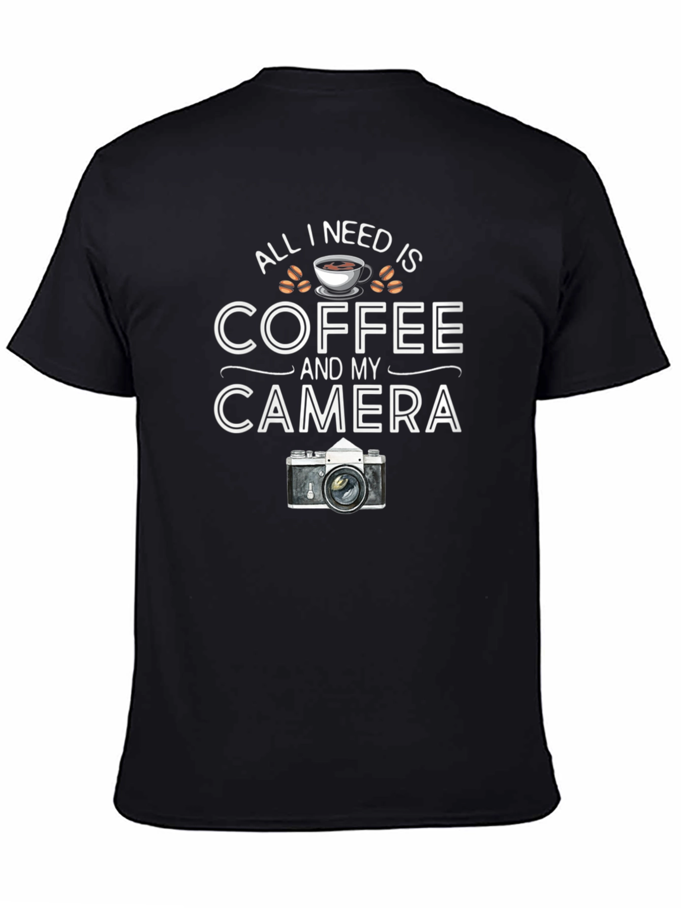 Coffee and Camera Black Graphic T-Shirt