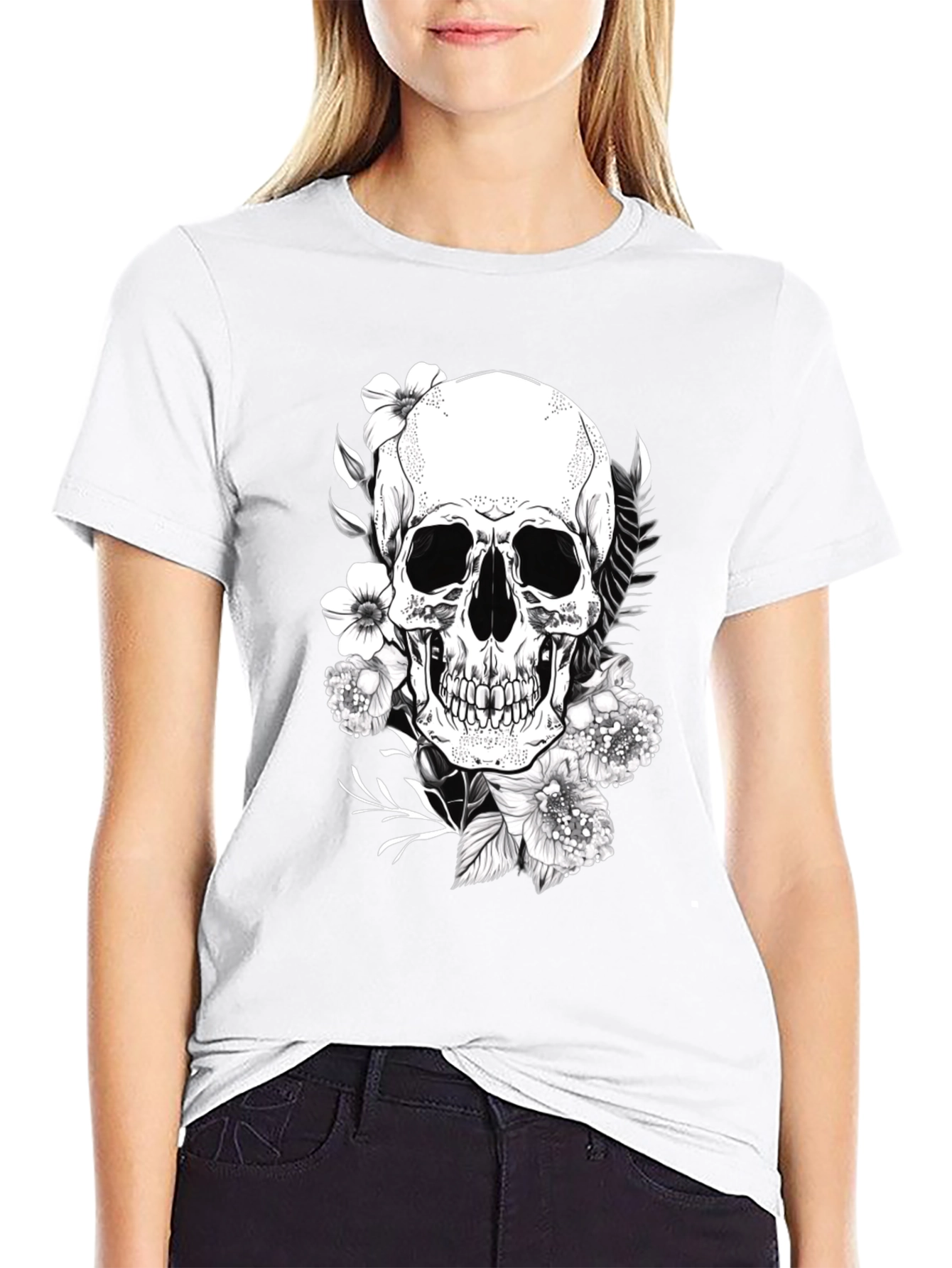 Skull & Floral Graphic Tee