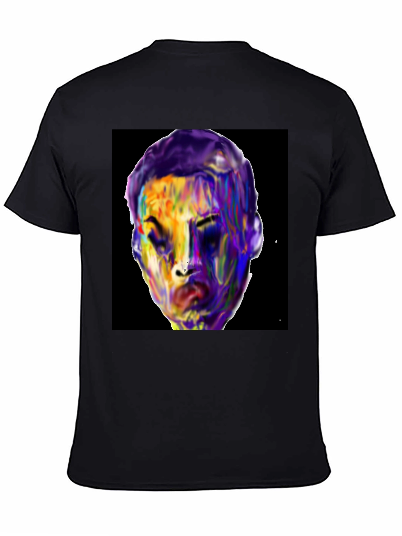 Vivid Face Graphic Tee - Black Cotton Blend