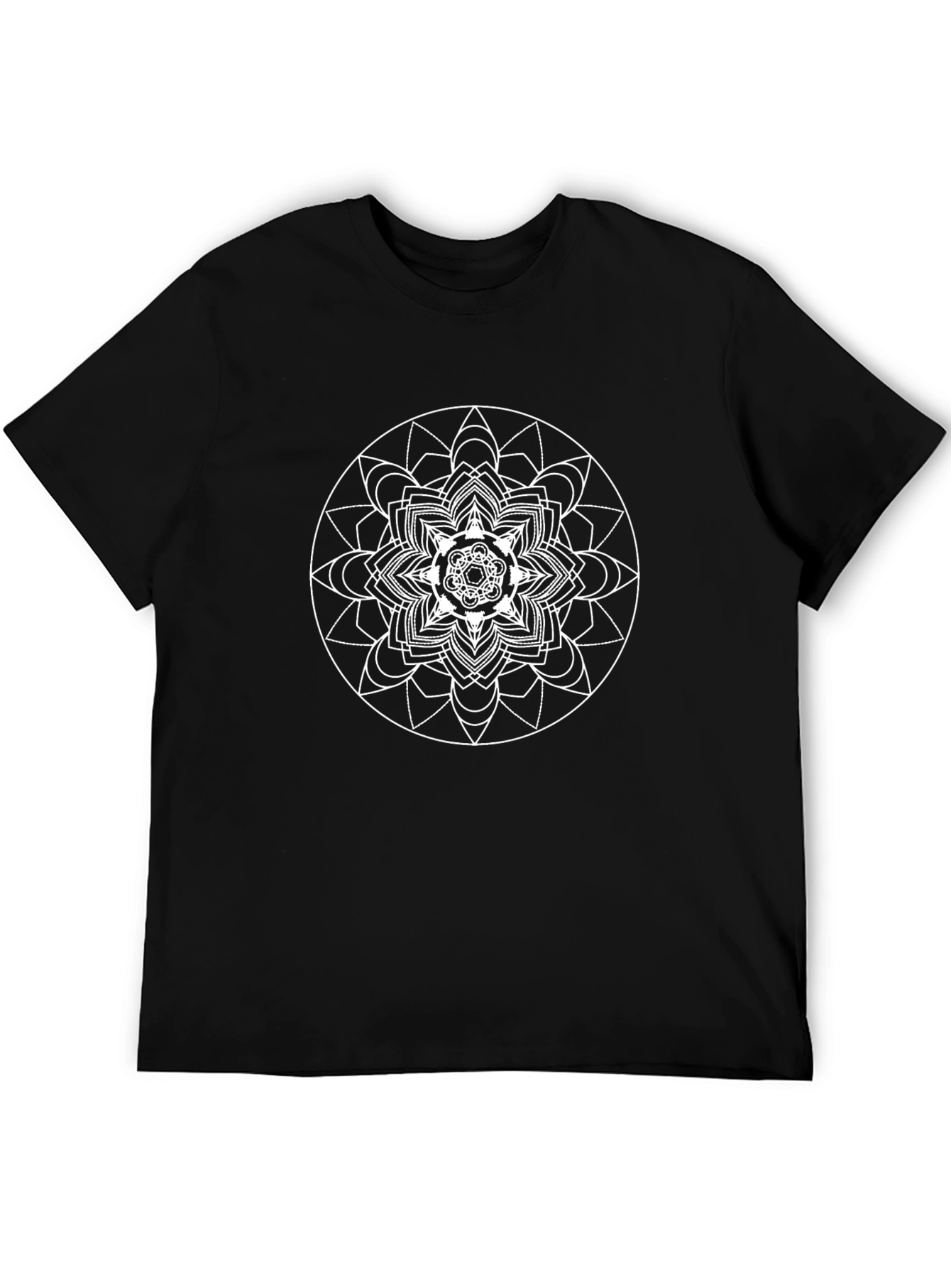Geometric Mandala Graphic Tee - Black