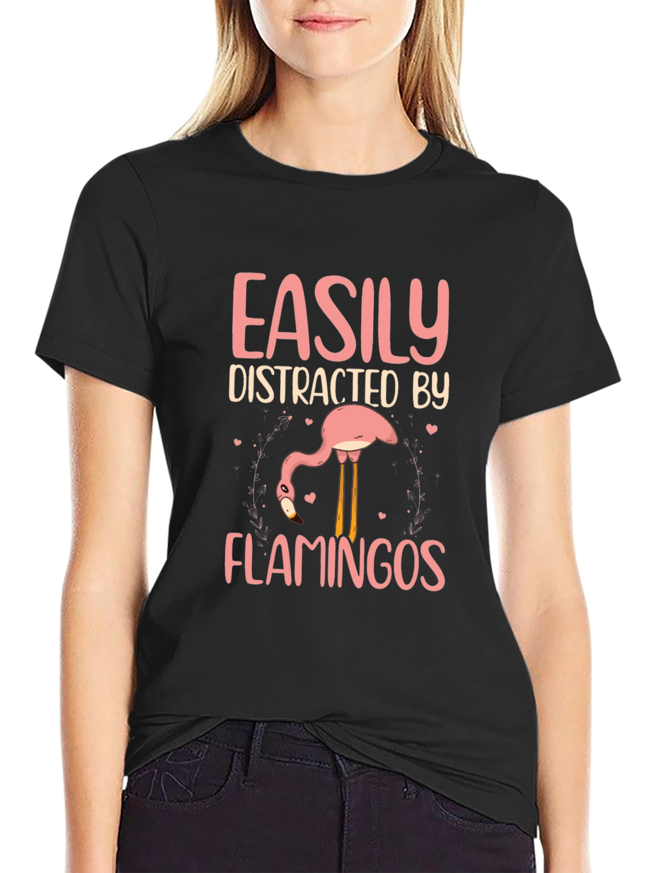 Easily Distracted by Flamingos Graphic T-Shirt