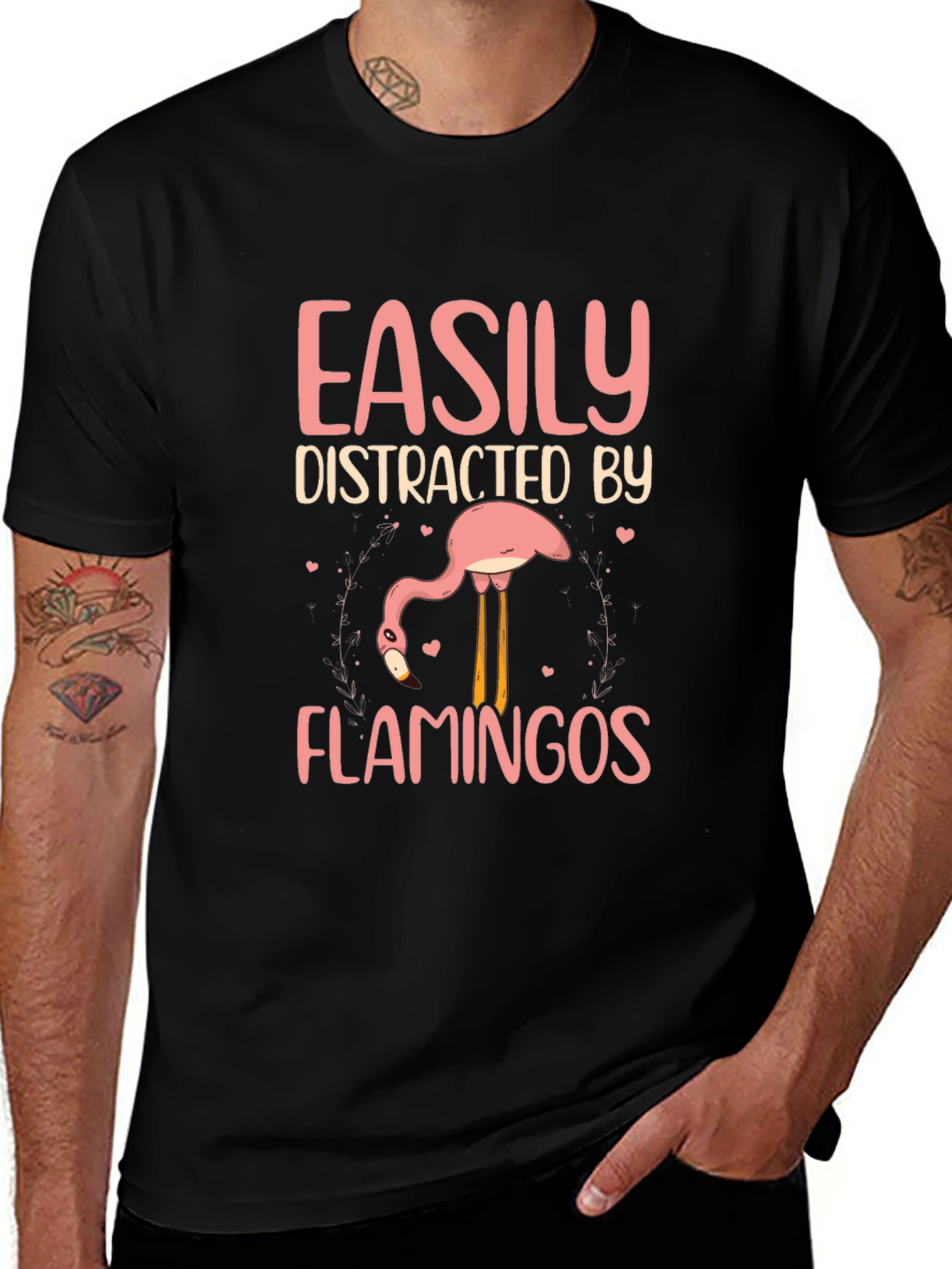 Easily Distracted by Flamingos Graphic T-Shirt