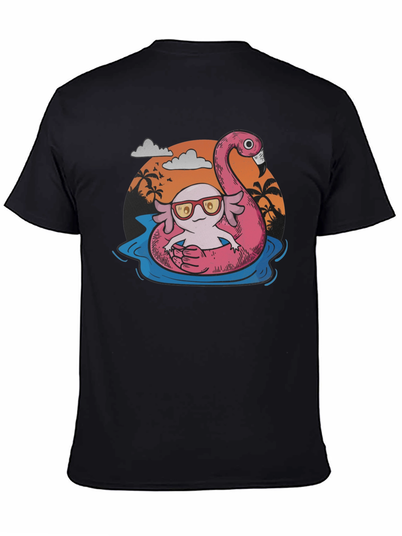 Cool Axolotl Flamingo Pool Float Graphic Tee