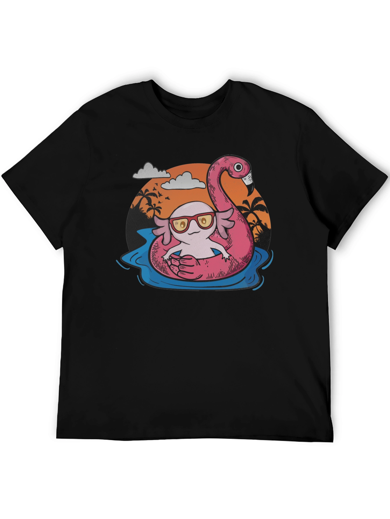 Cool Axolotl Flamingo Pool Float Graphic Tee