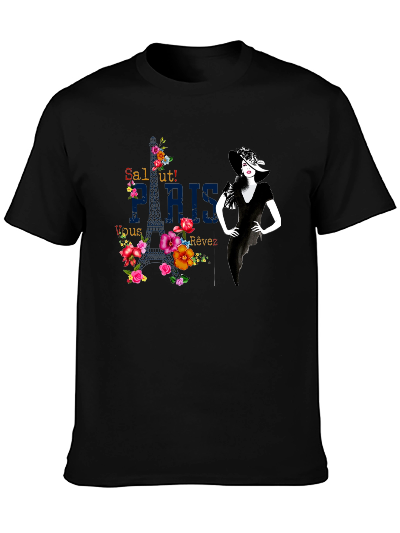 Parisian Chic Black Graphic Tee