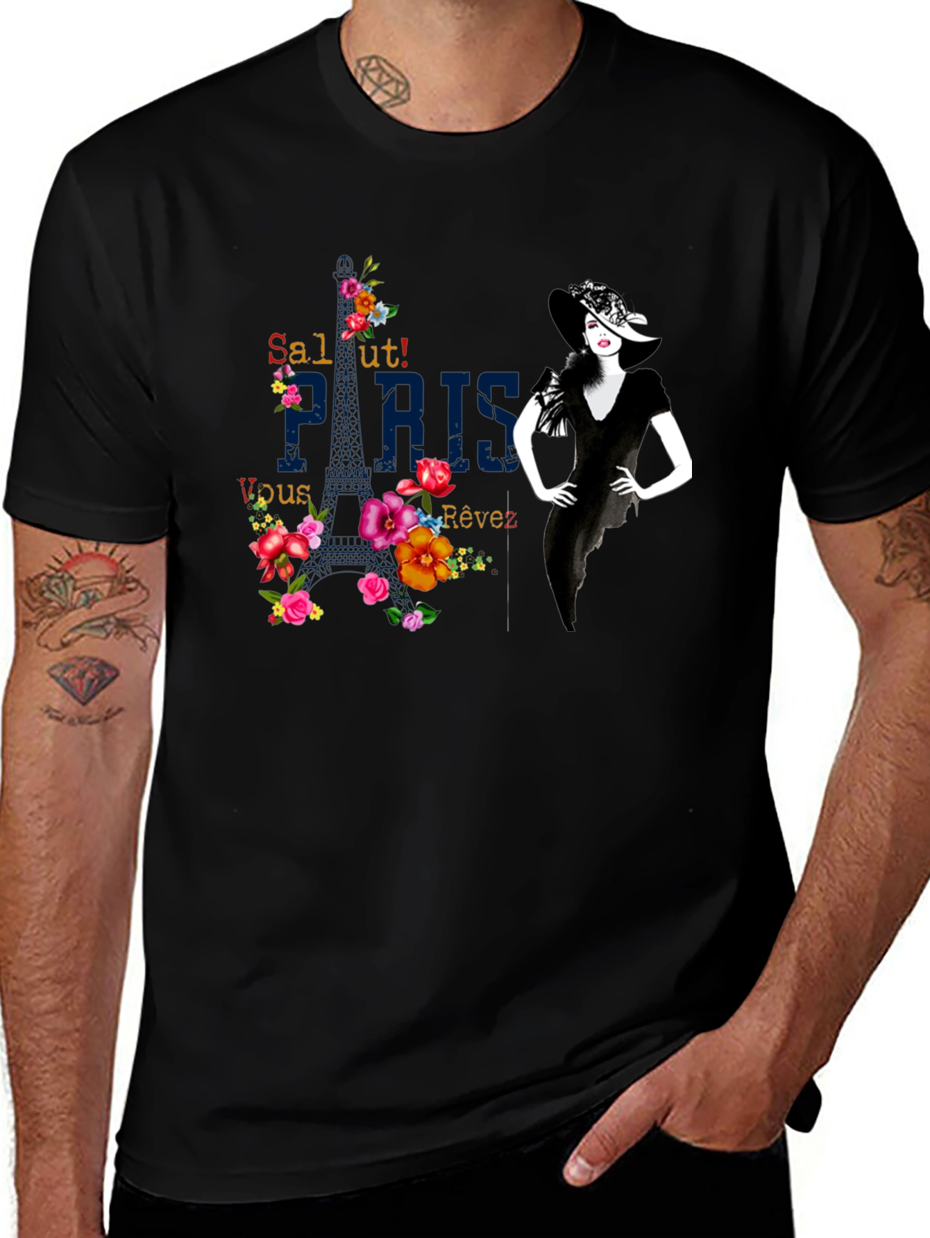 Parisian Chic Black Graphic Tee
