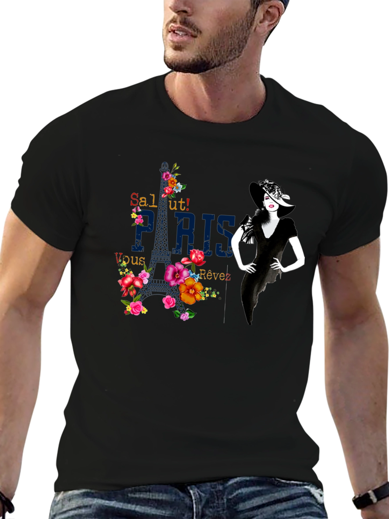 Parisian Chic Black Graphic Tee