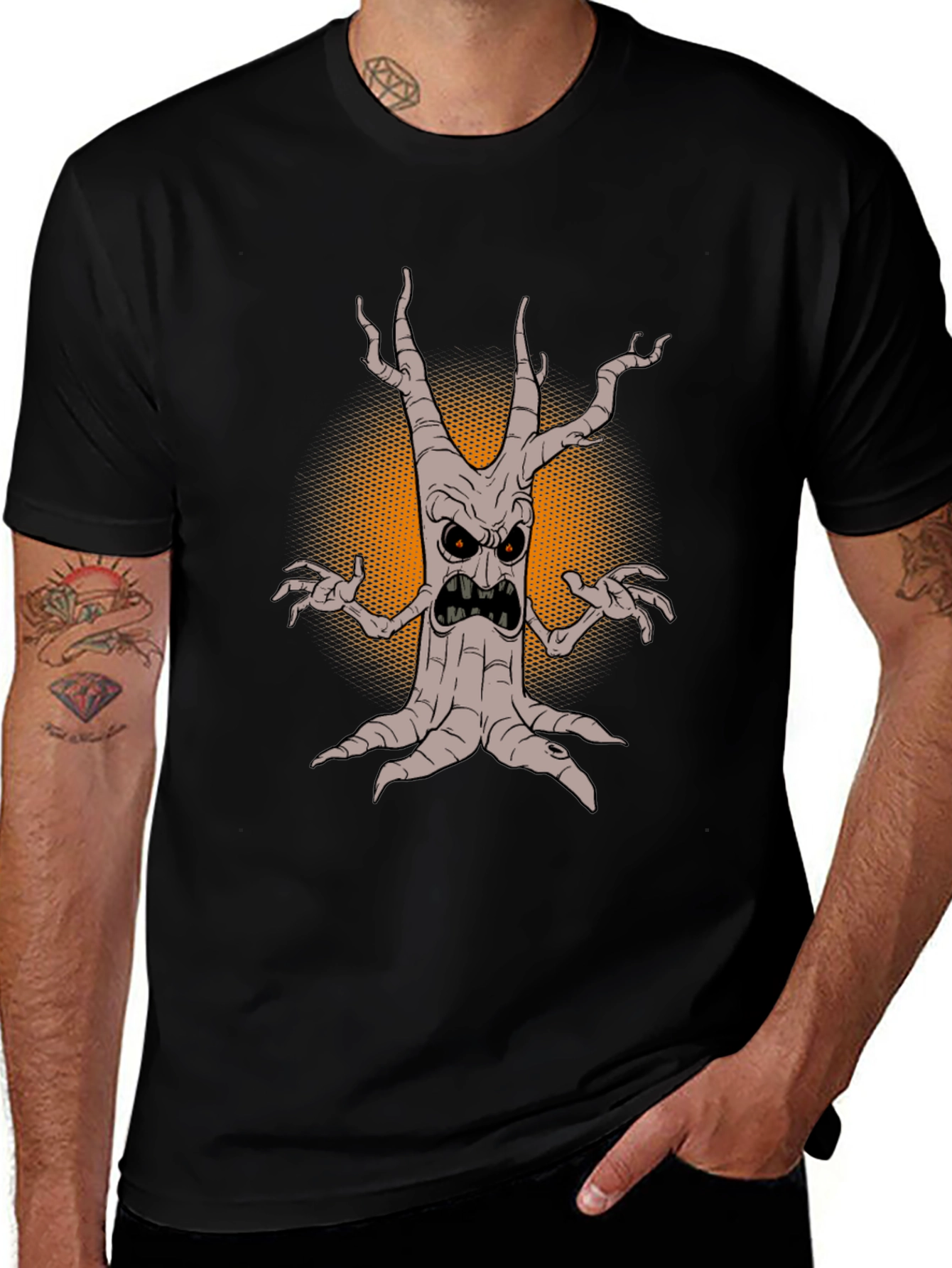 Mens Spooky Tree Graphic Tee - Halloween Style