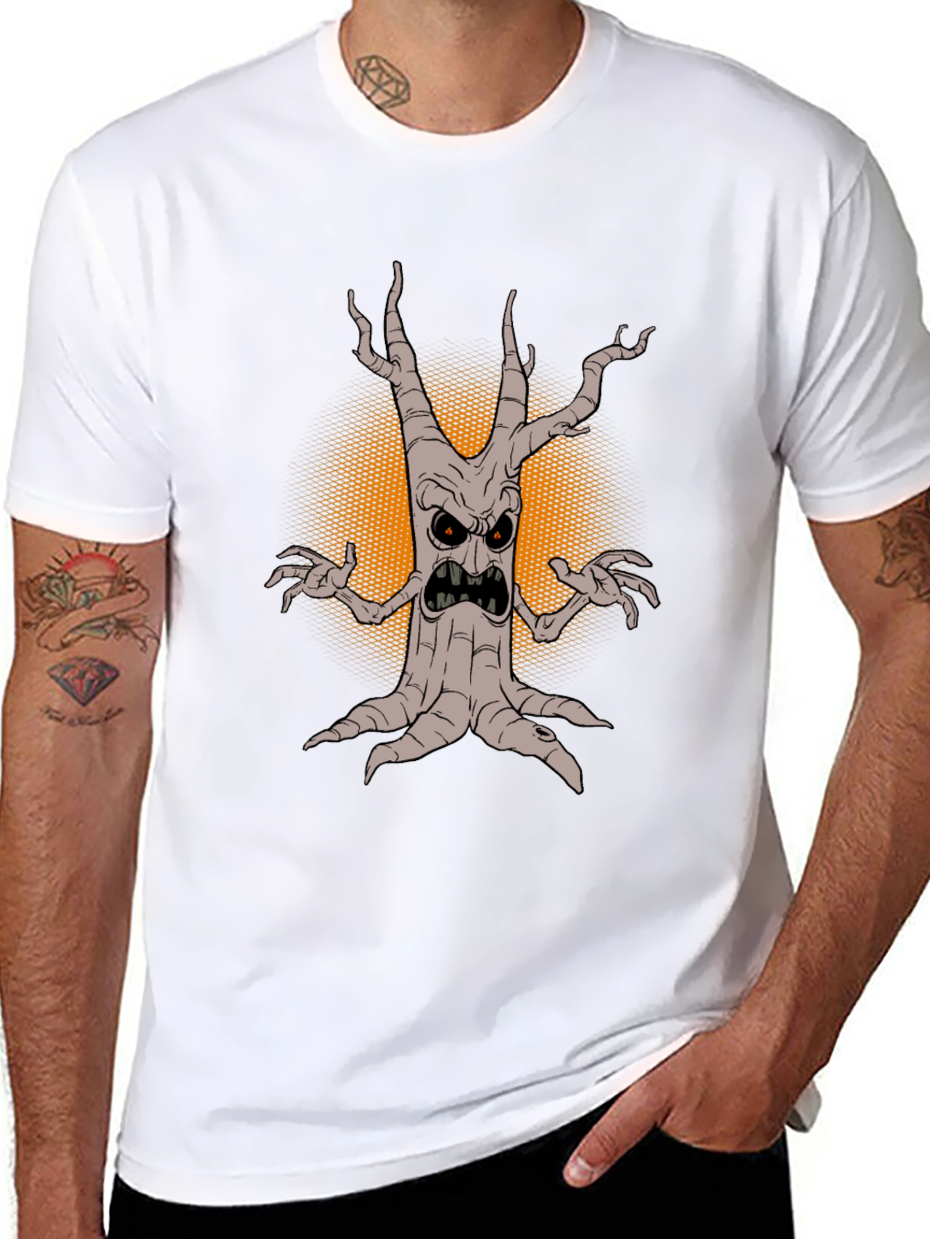 Mens Spooky Tree Graphic Tee - Halloween Style