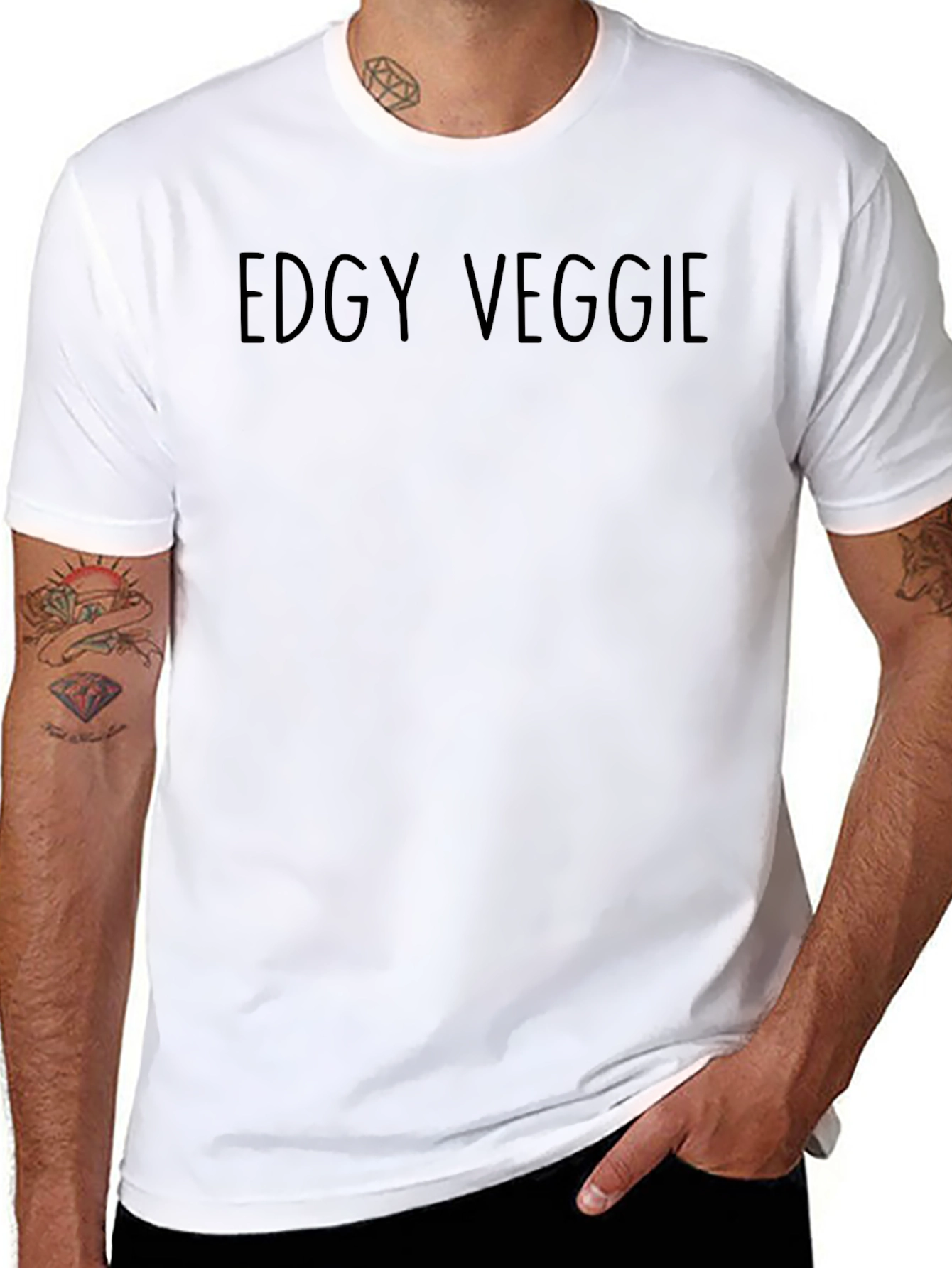 Edgy Veggie Graphic Tee - Black Cotton T-Shirt