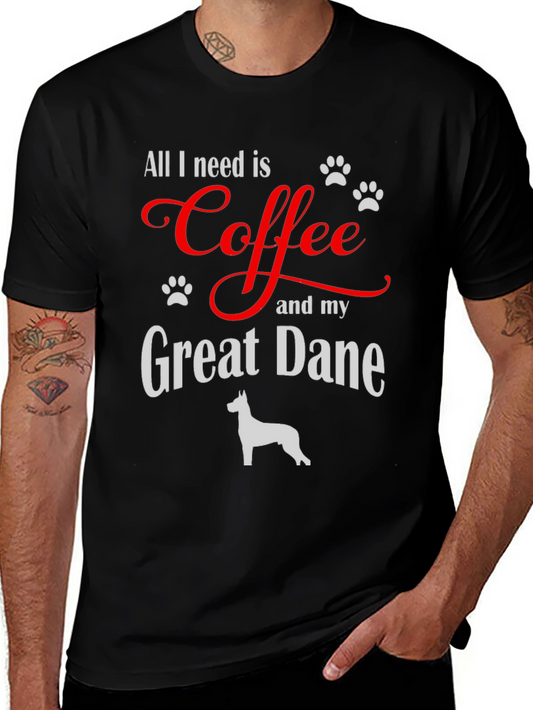 Coffee & Great Dane T-Shirt Dog Lover Tee