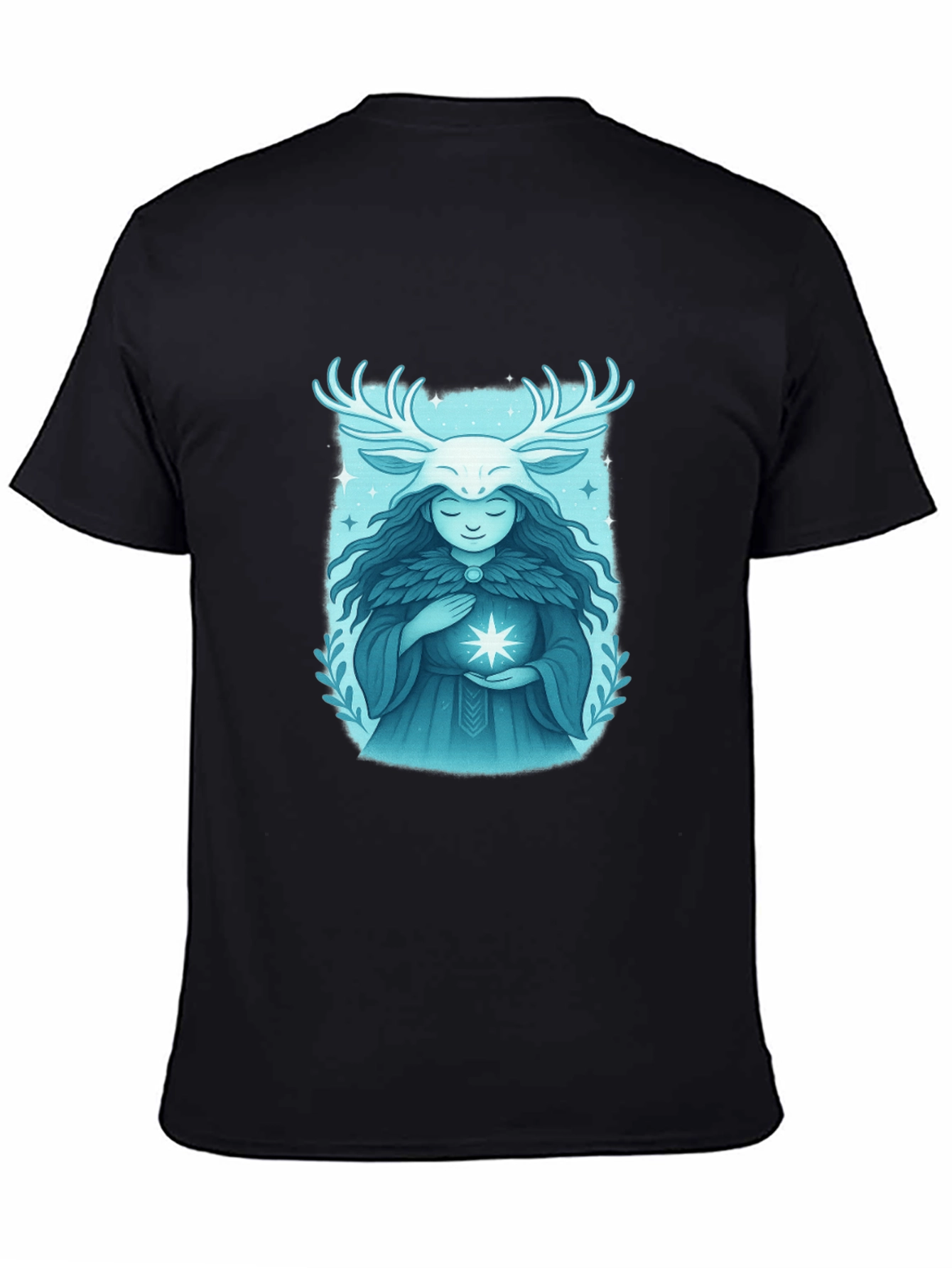 Mystical Forest Spirit Graphic Tee - Black