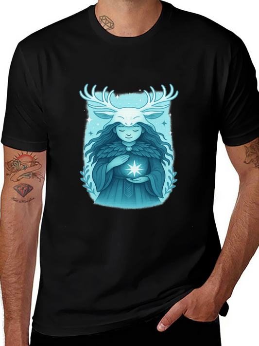 Mystical Forest Spirit Graphic Tee - Black