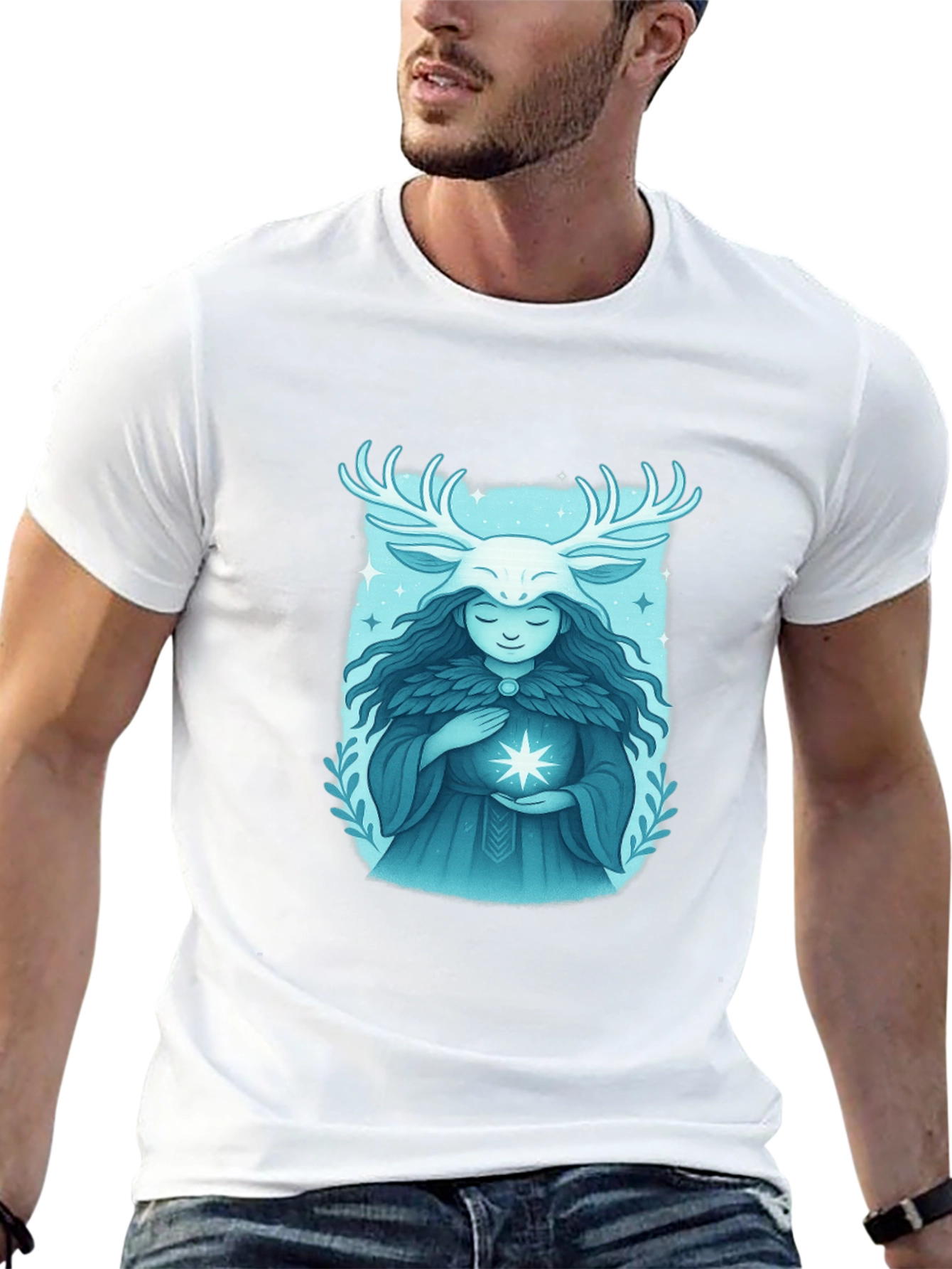 Mystical Forest Spirit Graphic Tee - Black