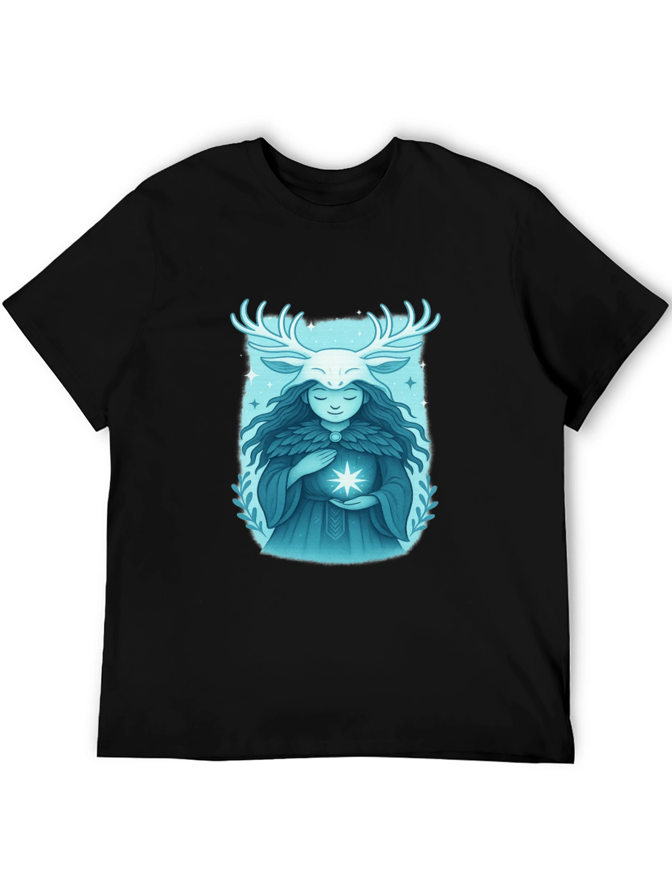 Mystical Forest Spirit Graphic Tee - Black