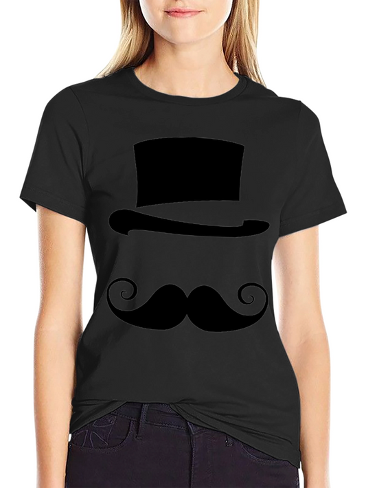 Top Hat and Mustache T-Shirt - Black