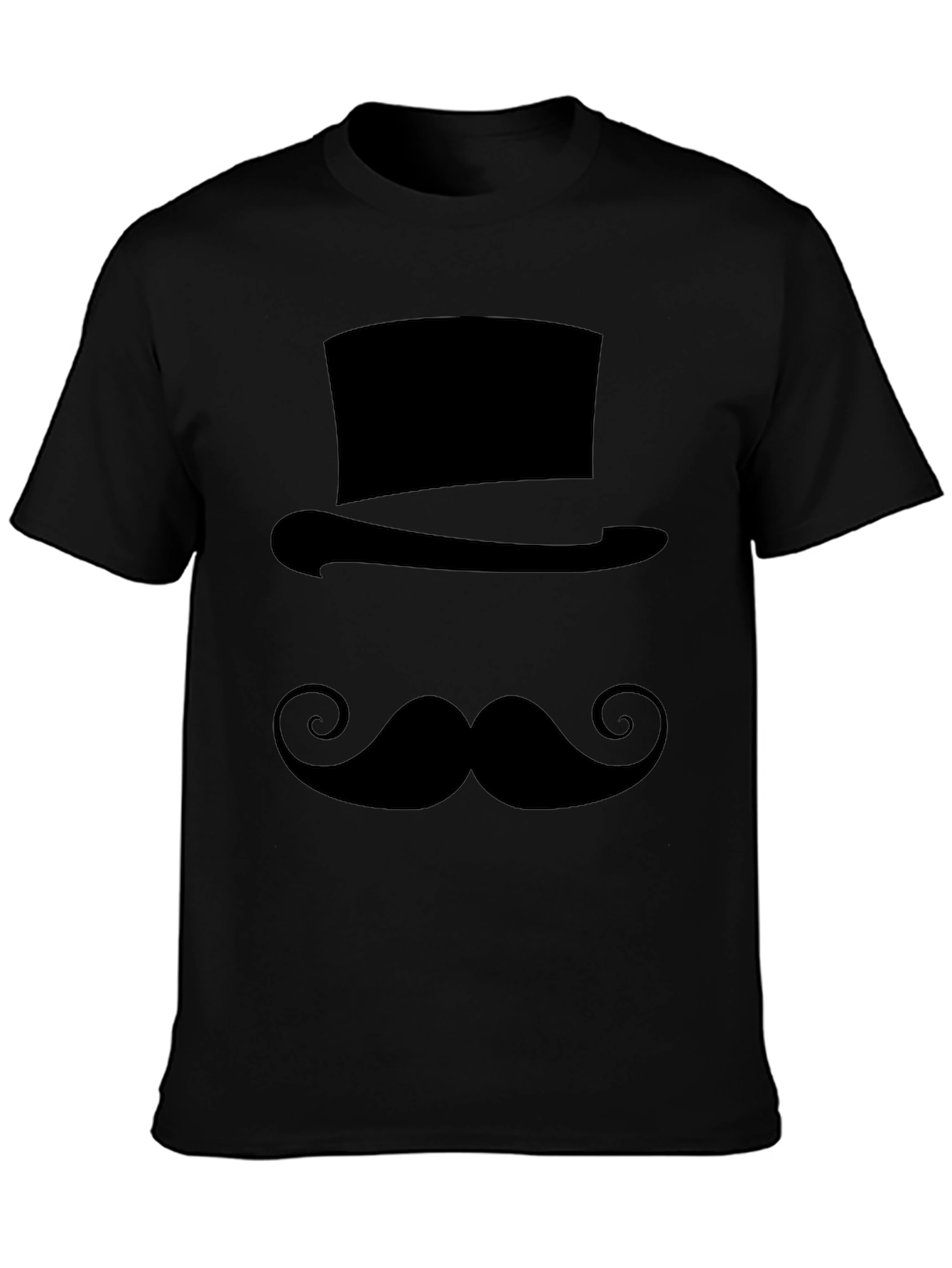 Top Hat and Mustache T-Shirt - Black