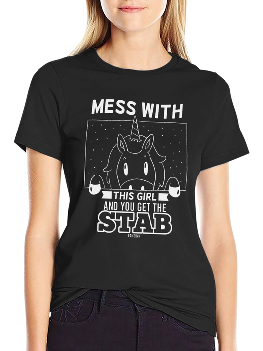 Mess With This Girl Unicorn Black T-Shirt