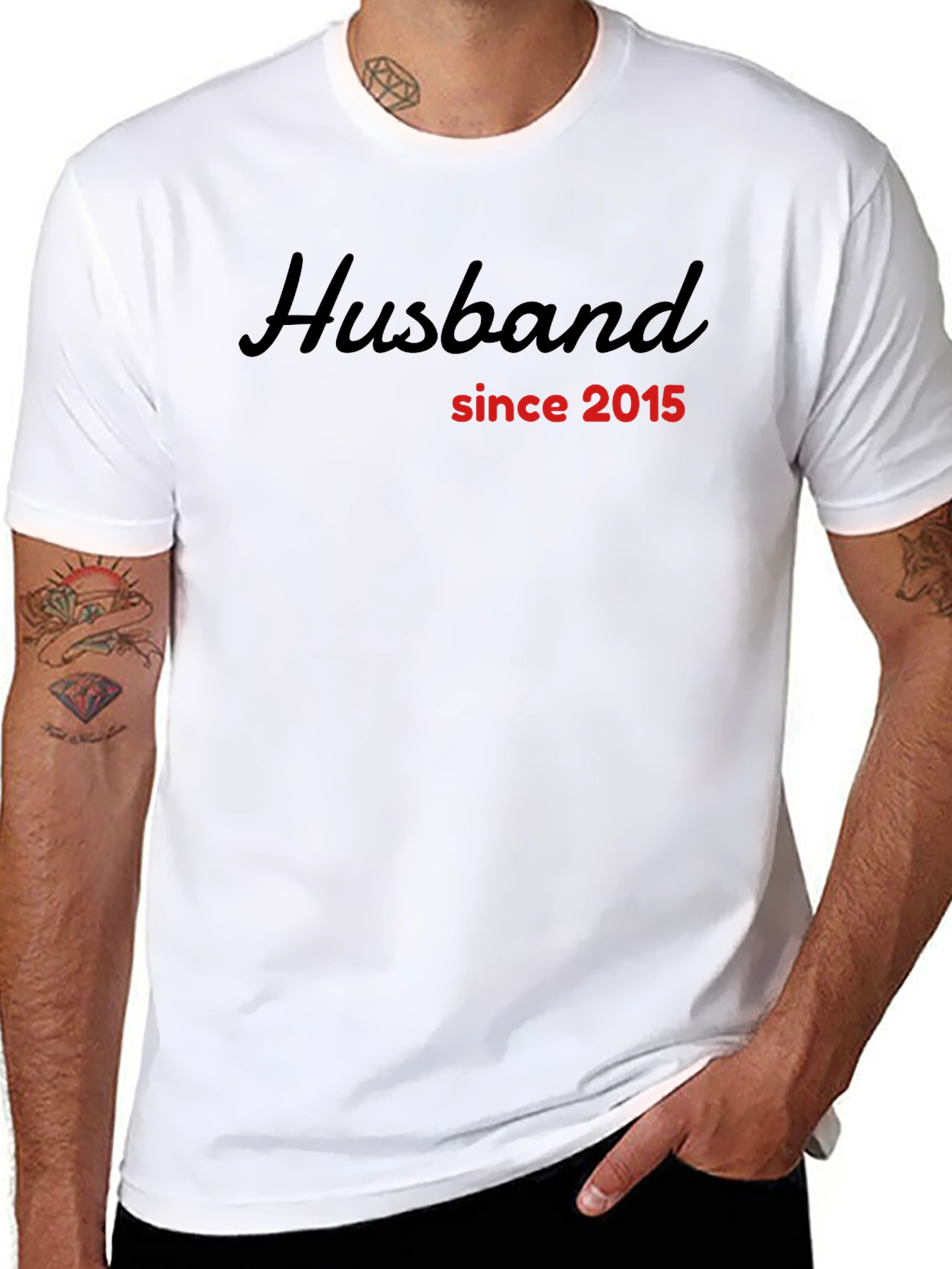 Husband Since 2015 Black T-Shirt