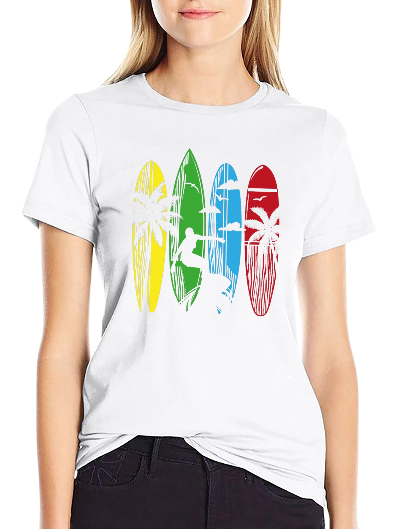 Surfboard Graphic Tee - Beach Style T-Shirt