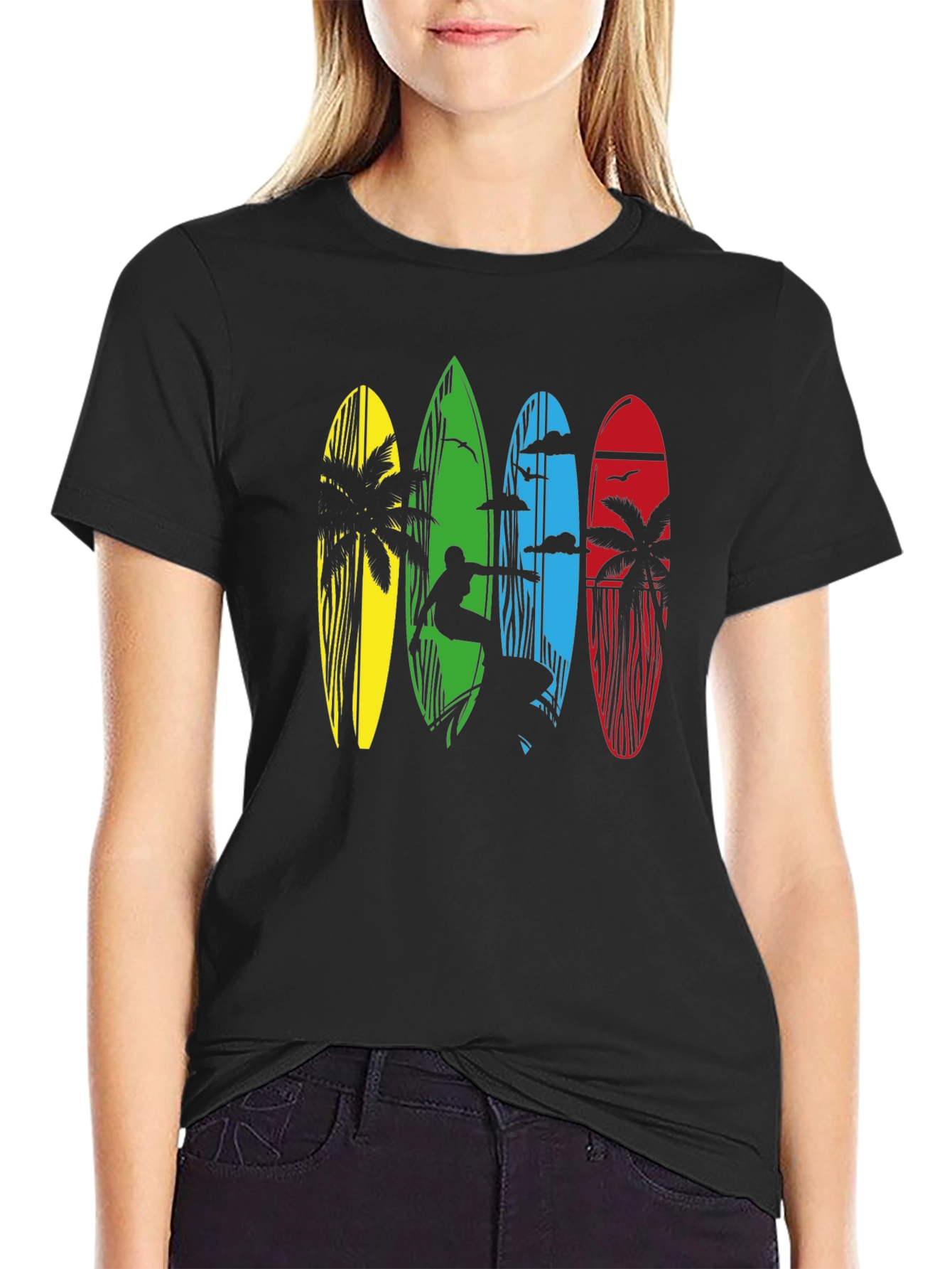 Surfboard Graphic Tee - Beach Style T-Shirt