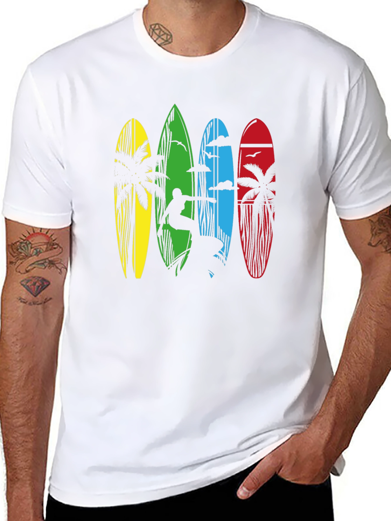Surfboard Graphic Tee - Beach Style T-Shirt