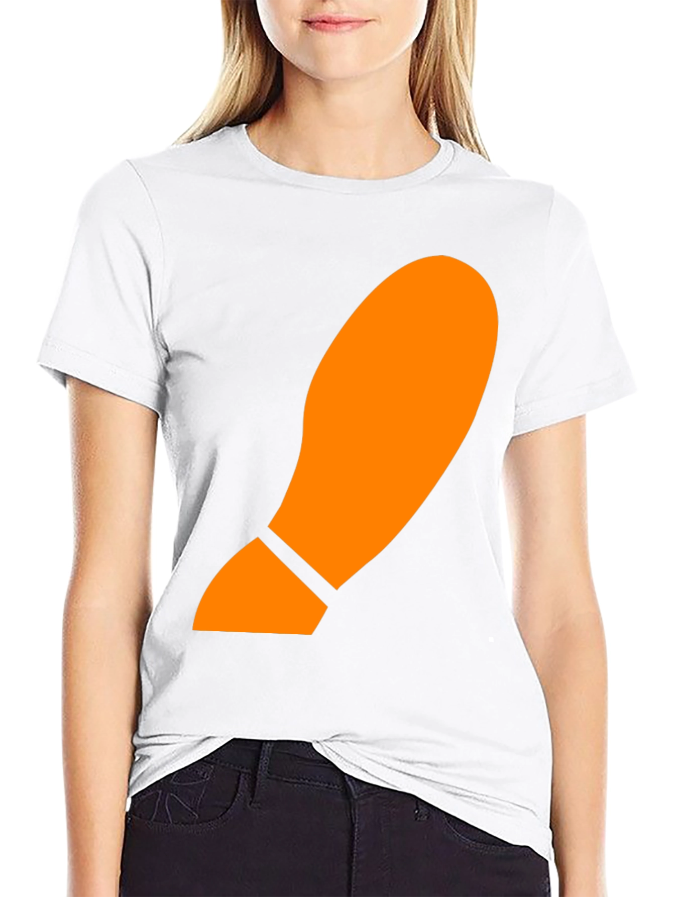 Orange Footprint Graphic Black T-Shirt
