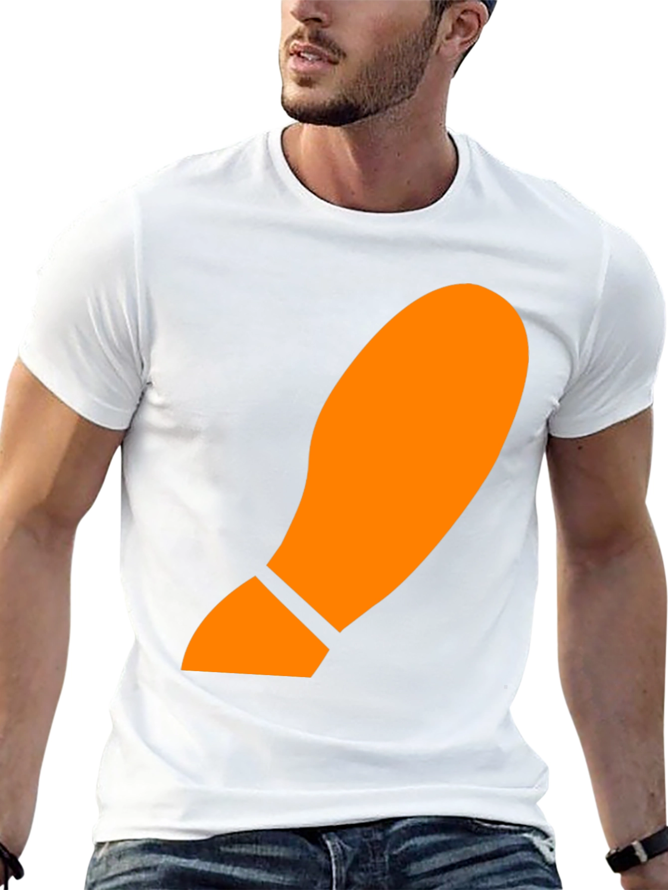 Orange Footprint Graphic Black T-Shirt