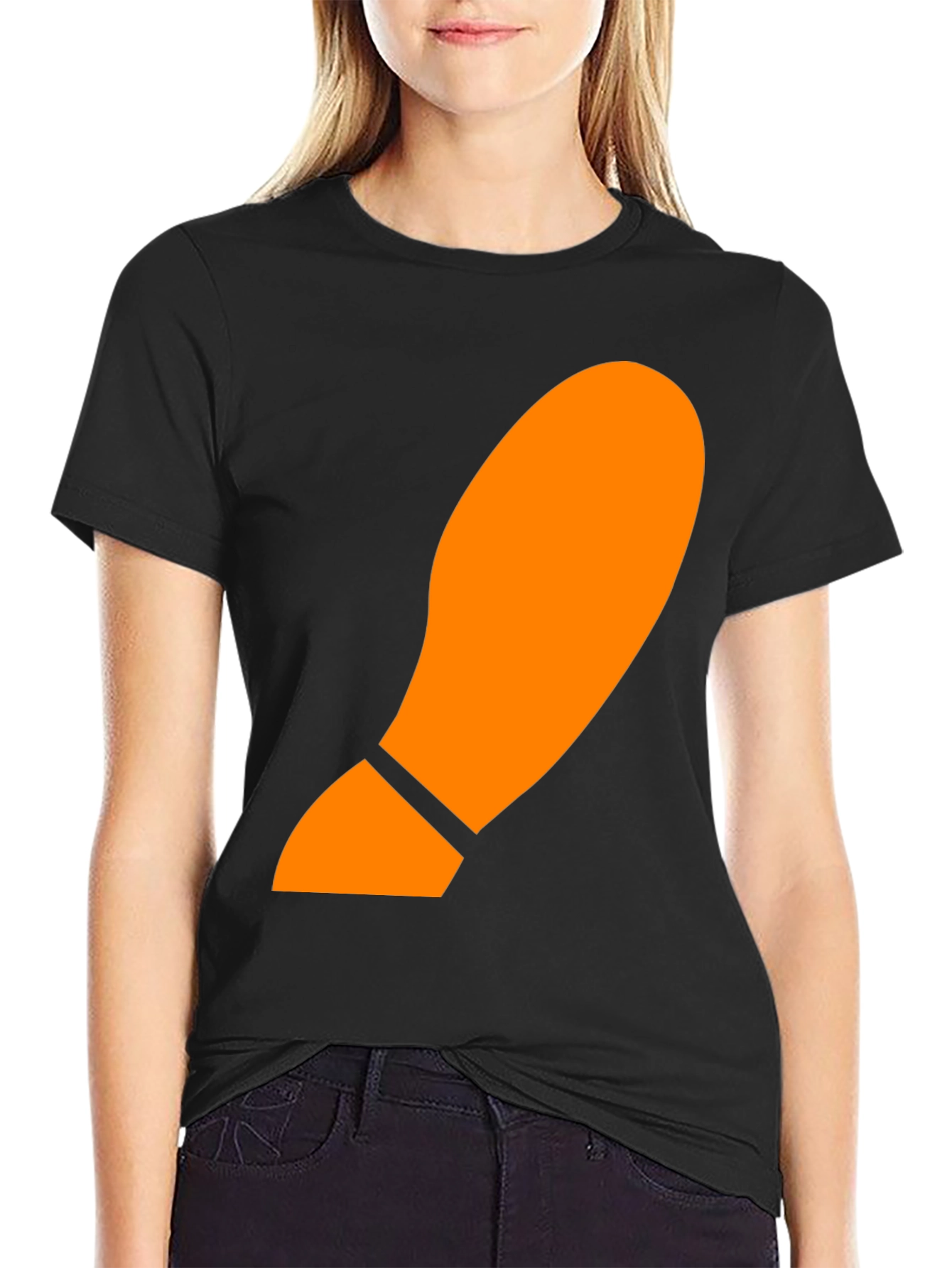 Orange Footprint Graphic Black T-Shirt