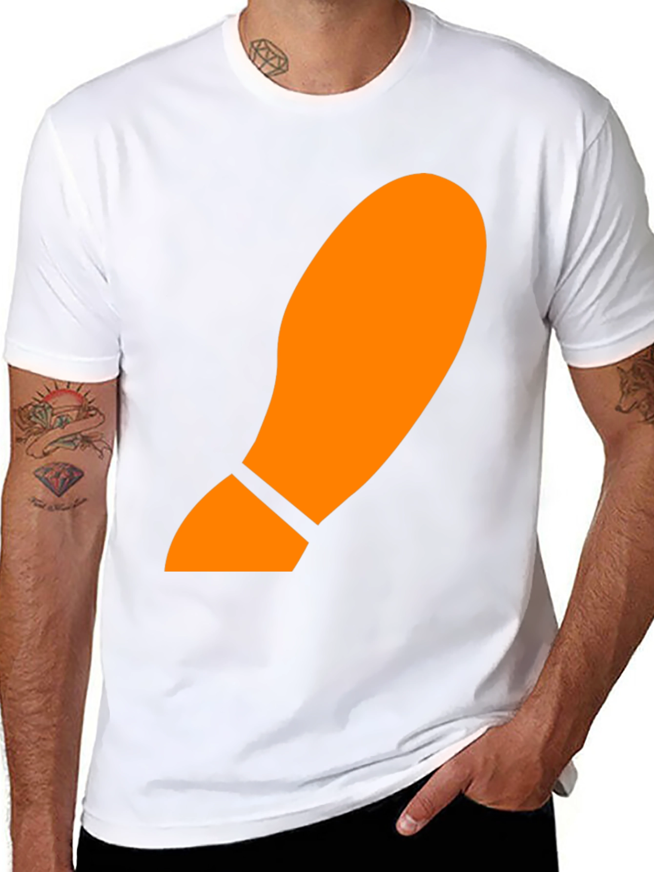 Orange Footprint Graphic Black T-Shirt