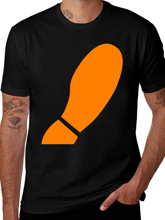 Orange Footprint Graphic Black T-Shirt