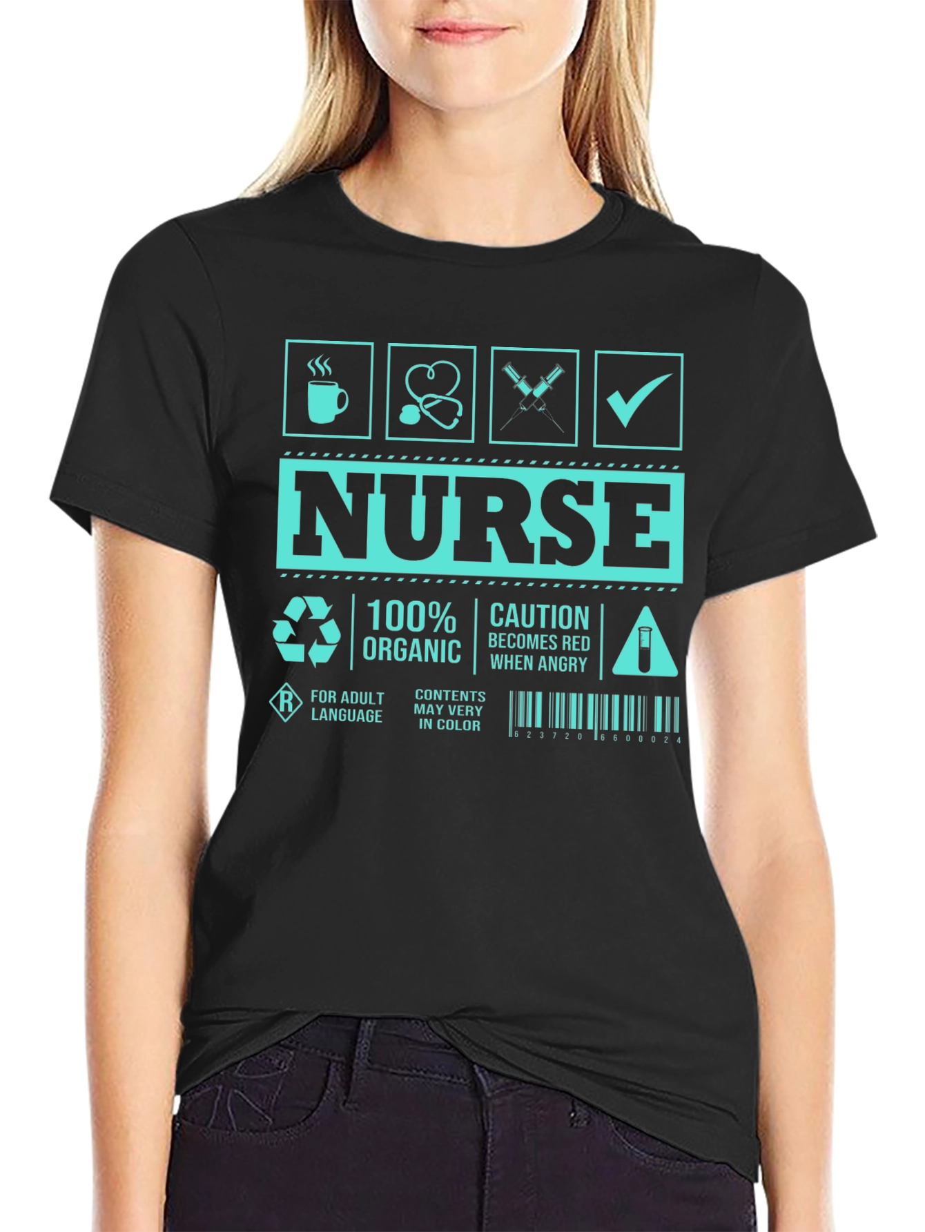 Humorous Nurse T-Shirt - Caution Red When Angry