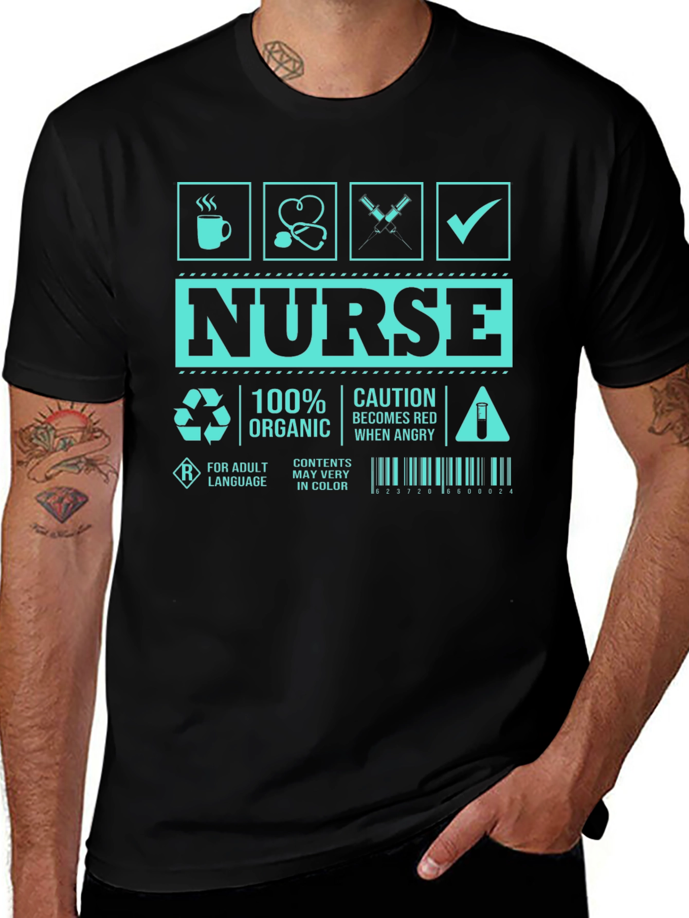 Humorous Nurse T-Shirt - Caution Red When Angry