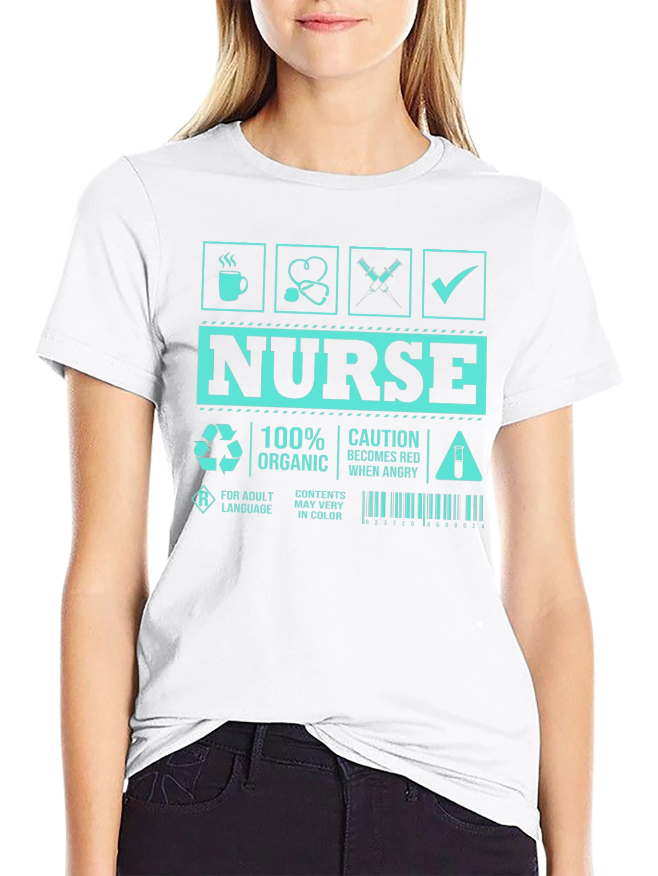 Humorous Nurse T-Shirt - Caution Red When Angry