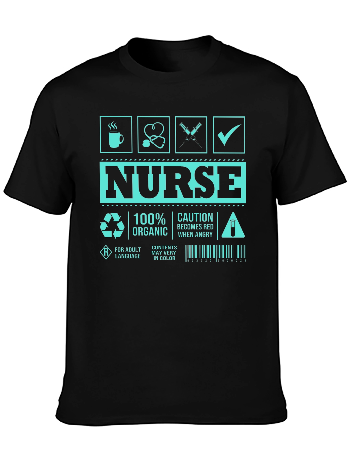Humorous Nurse T-Shirt - Caution Red When Angry
