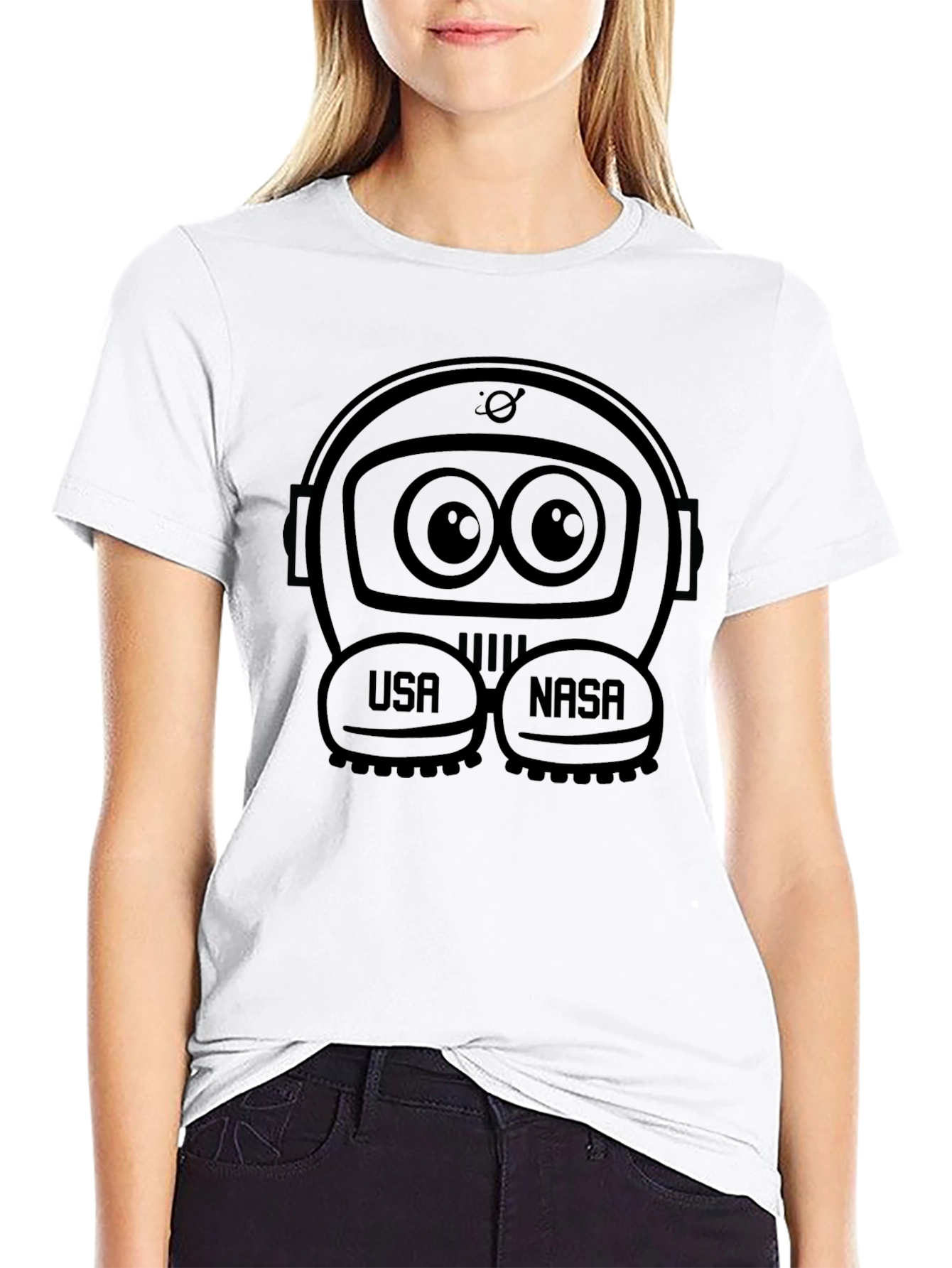 Astronaut Cartoon Graphic Tee - NASA Space T-Shirt