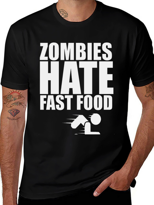 Zombies Hate Fast Food Graphic T-Shirt - Funny Zombie Tee