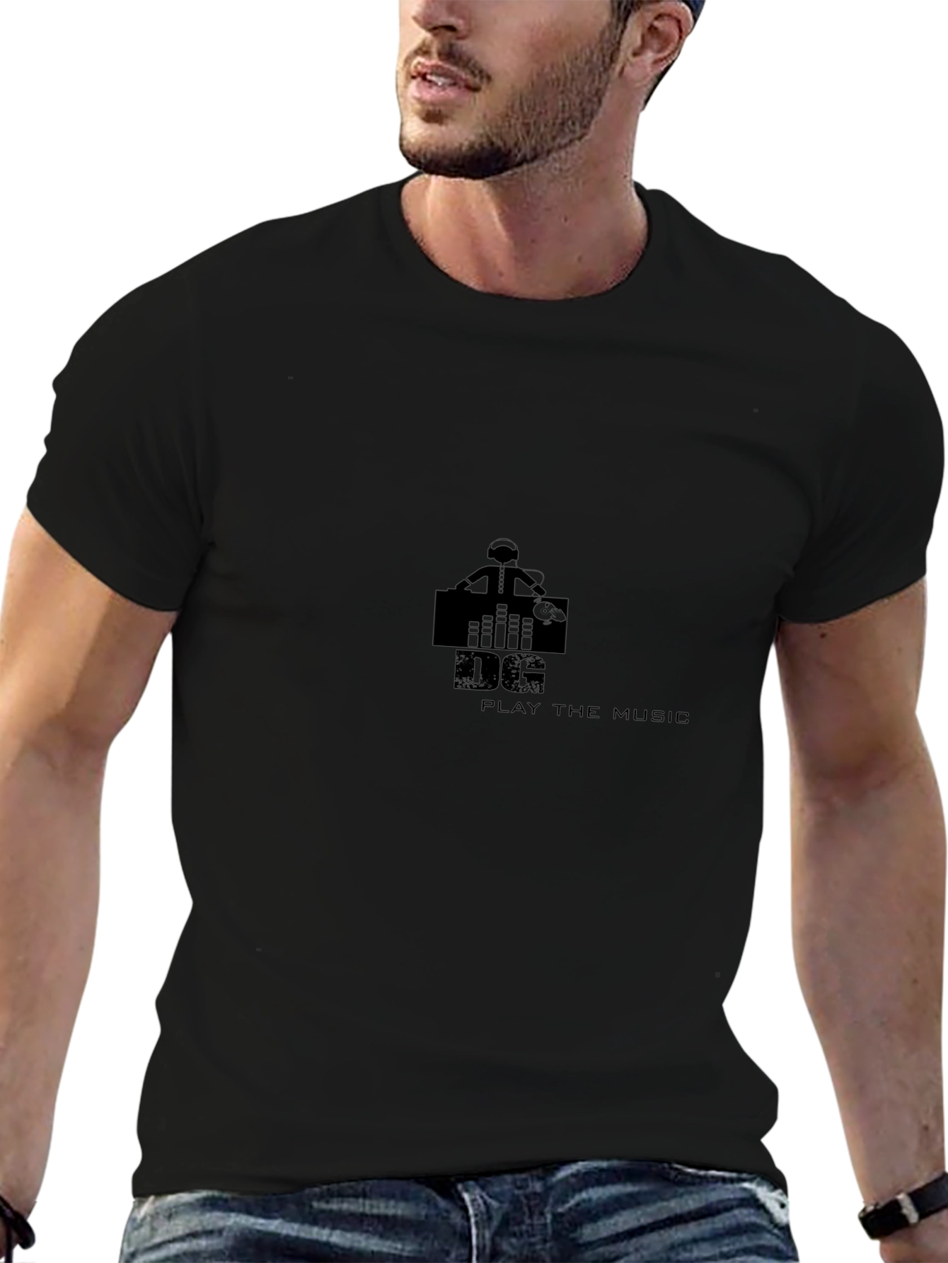 DJ Play the Music Black Graphic Tee