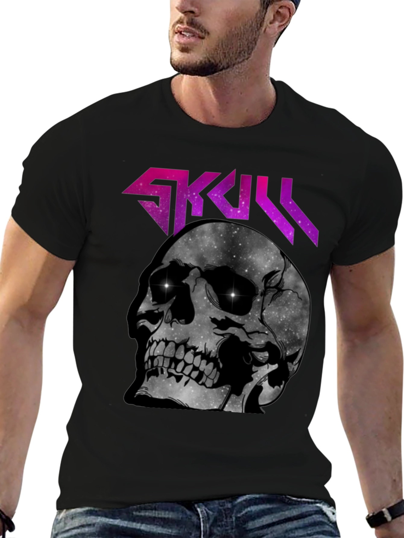 Skull Galaxy Graphic T-Shirt - Dark Style