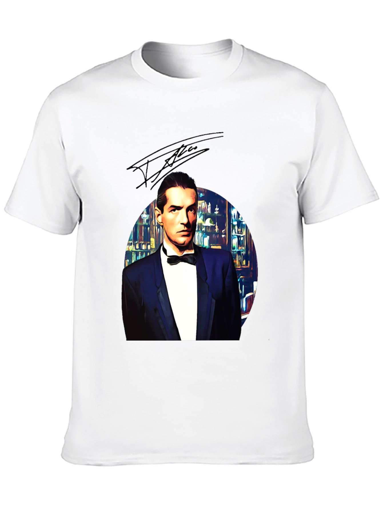Elegant Man in Tuxedo Graphic Tee - Black