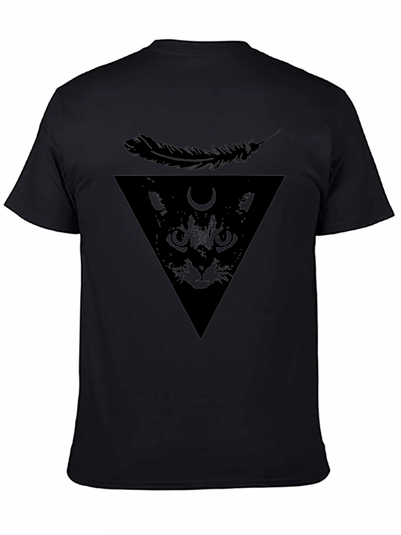 Mystic Cat T-Shirt - Feather Triangle Design