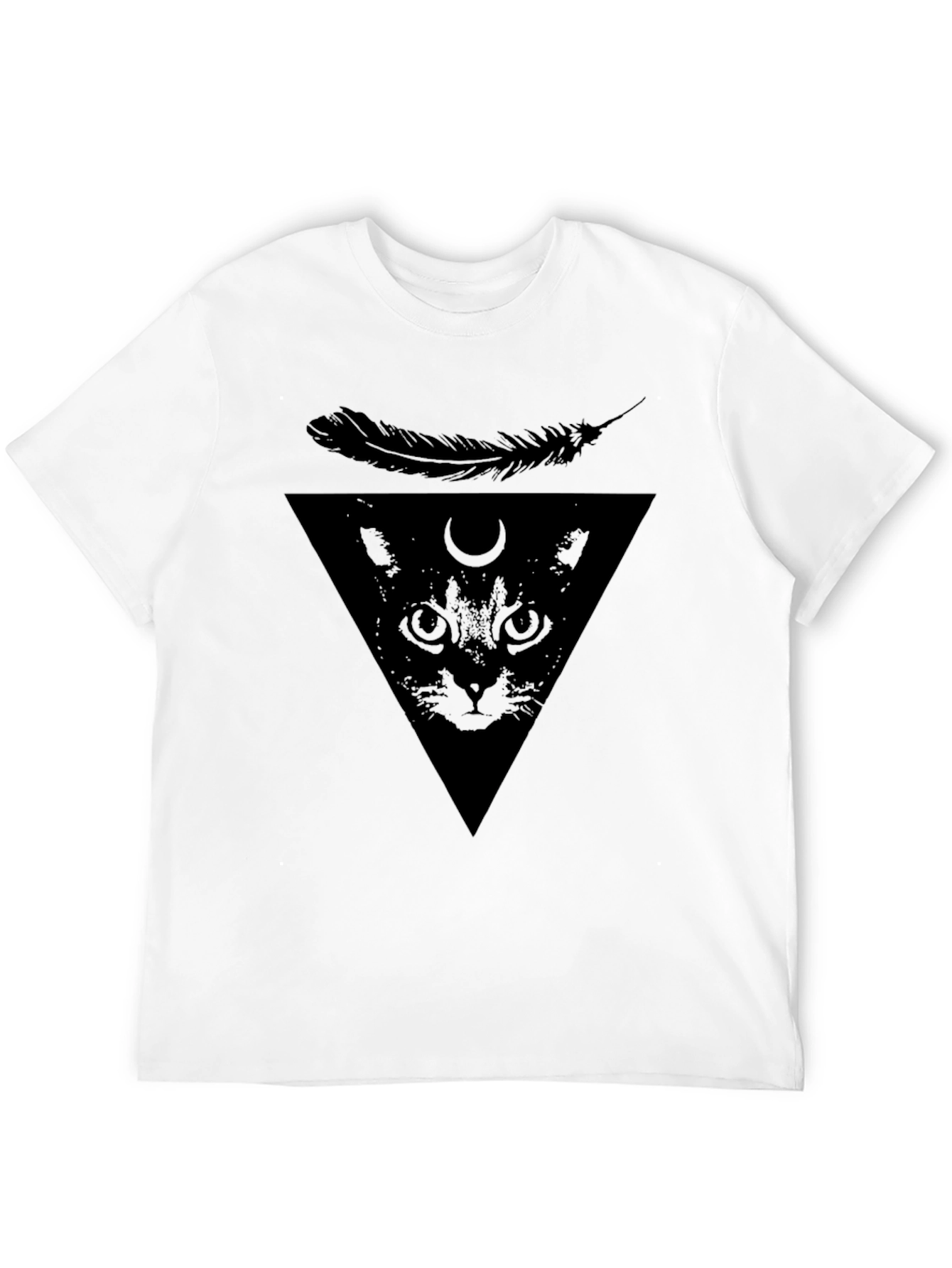 Mystic Cat T-Shirt - Feather Triangle Design