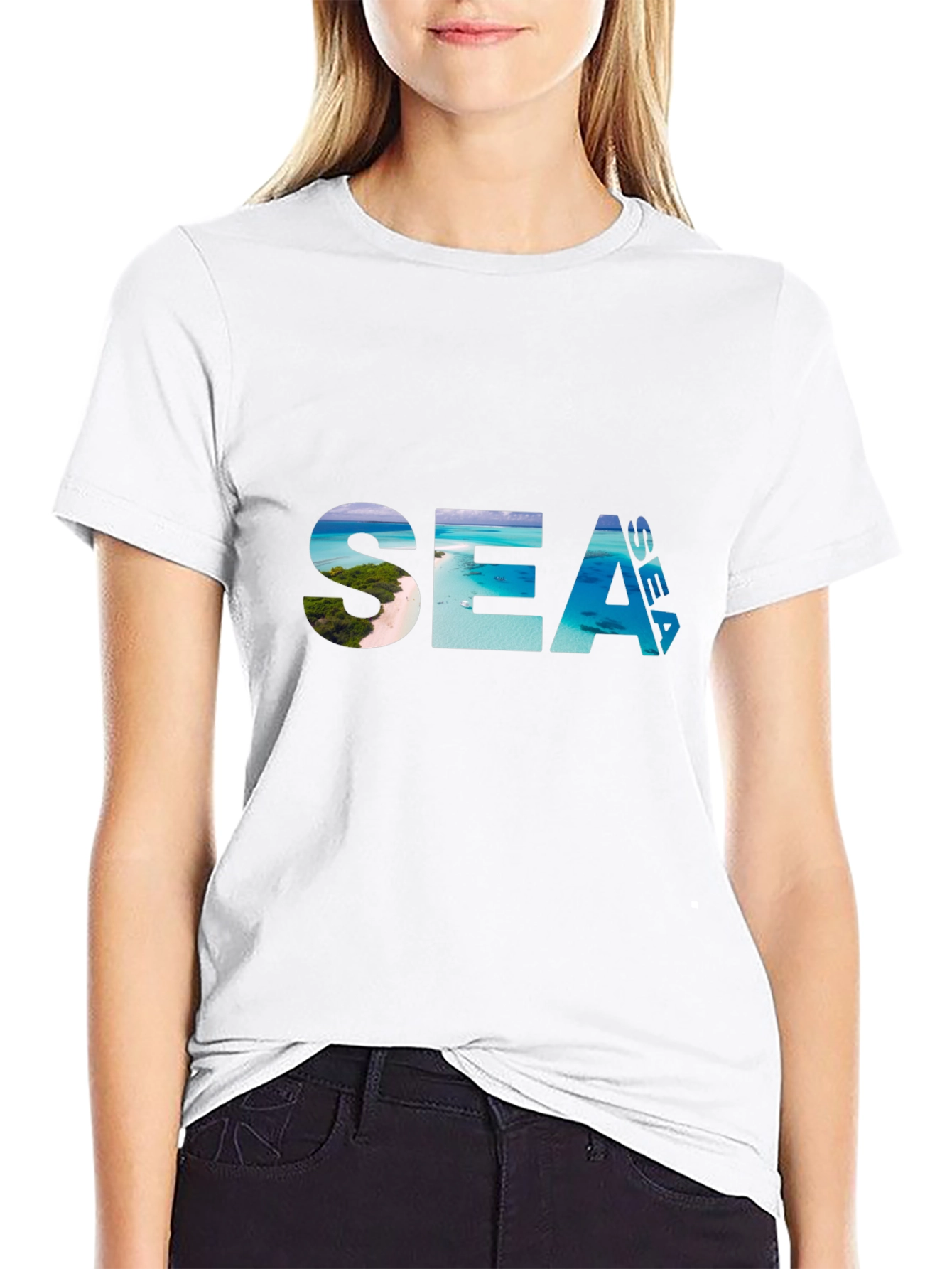 Sea View Graphic Tee - Black