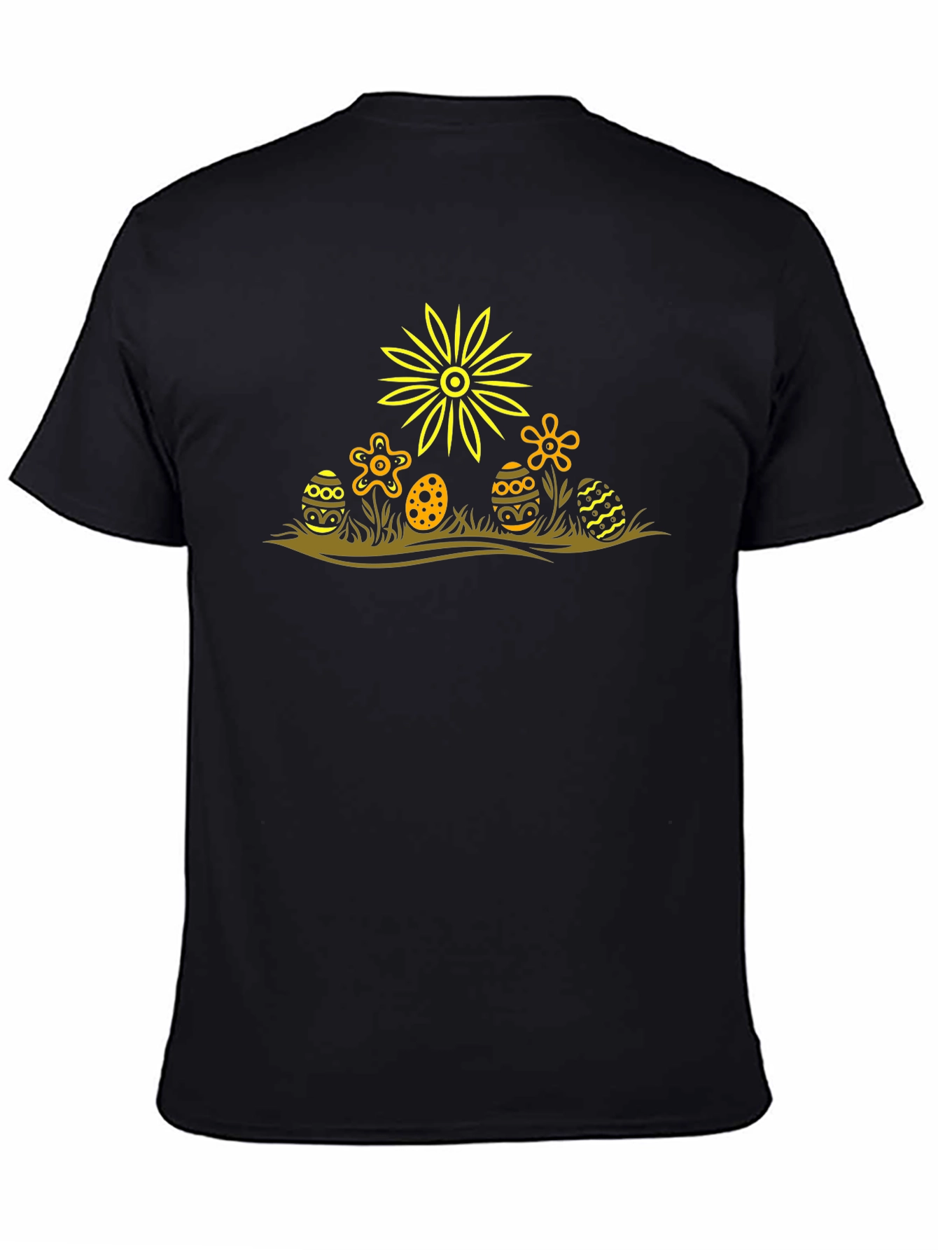 Easter Egg Flower Graphic Tee - Black