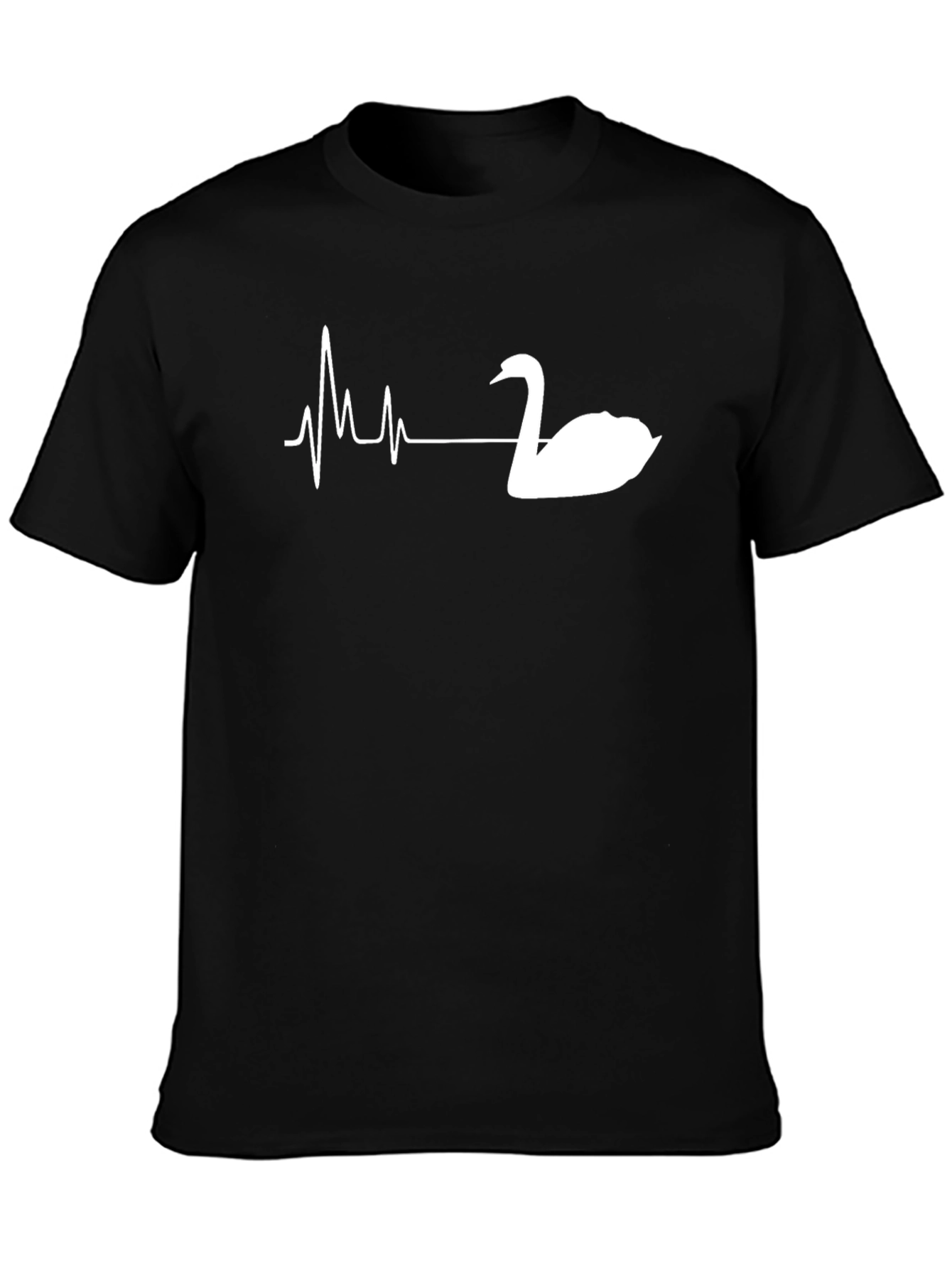 Swan Heartbeat T-Shirt - Black Graphic Tee