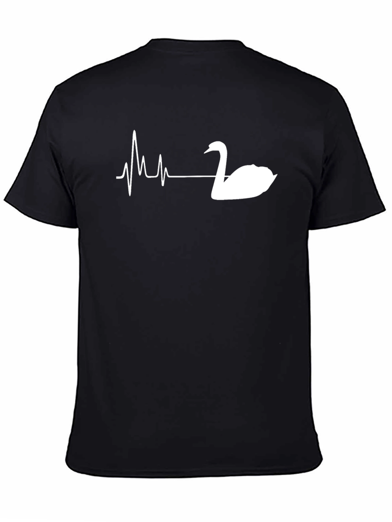 Swan Heartbeat T-Shirt - Black Graphic Tee