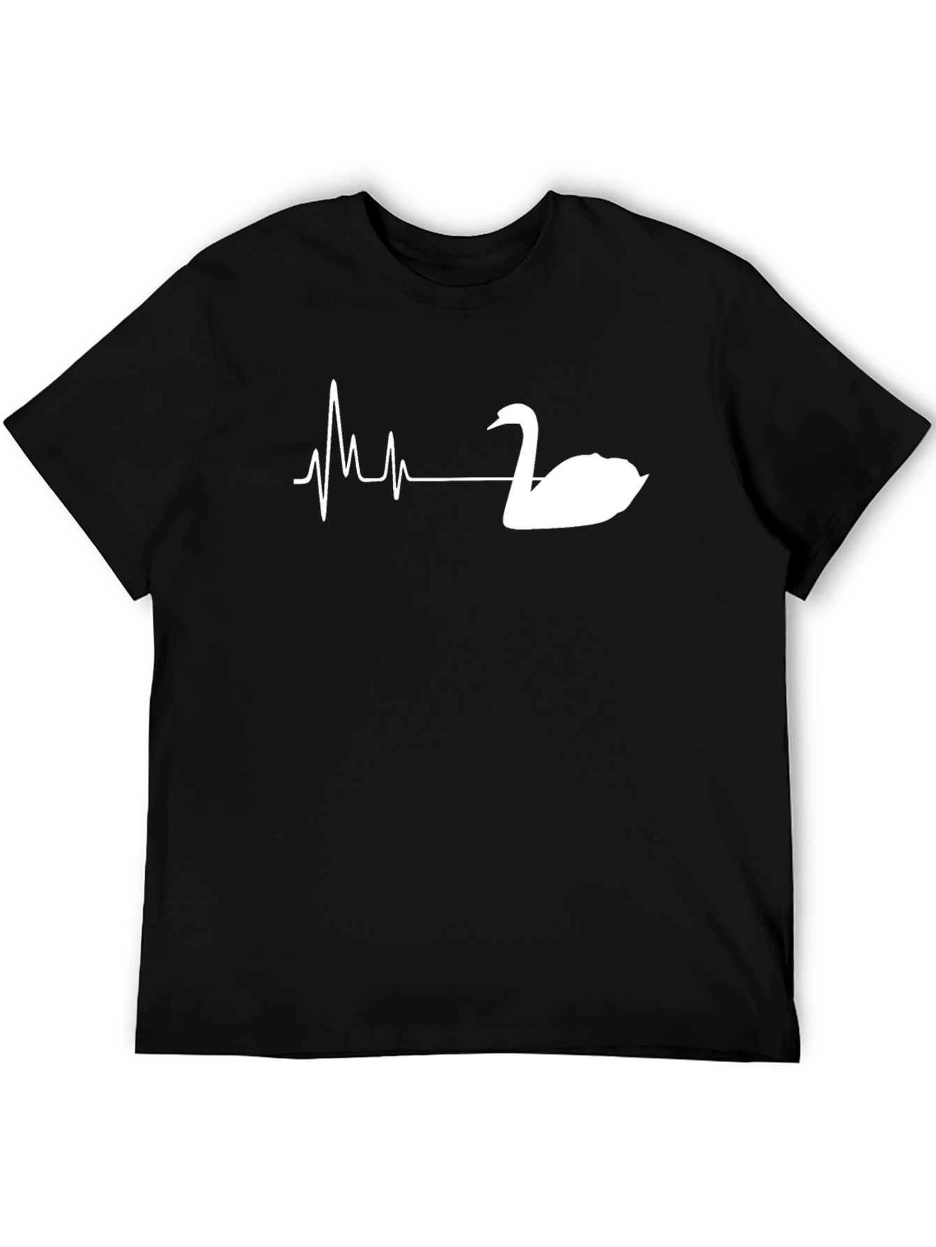 Swan Heartbeat T-Shirt - Black Graphic Tee